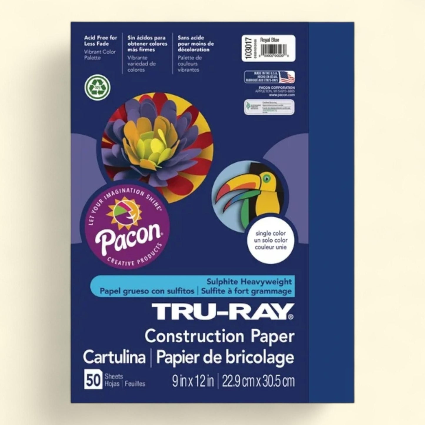 Pacon Tru-Ray Construction Paper, 50 Sheets, 9 in x 12 in