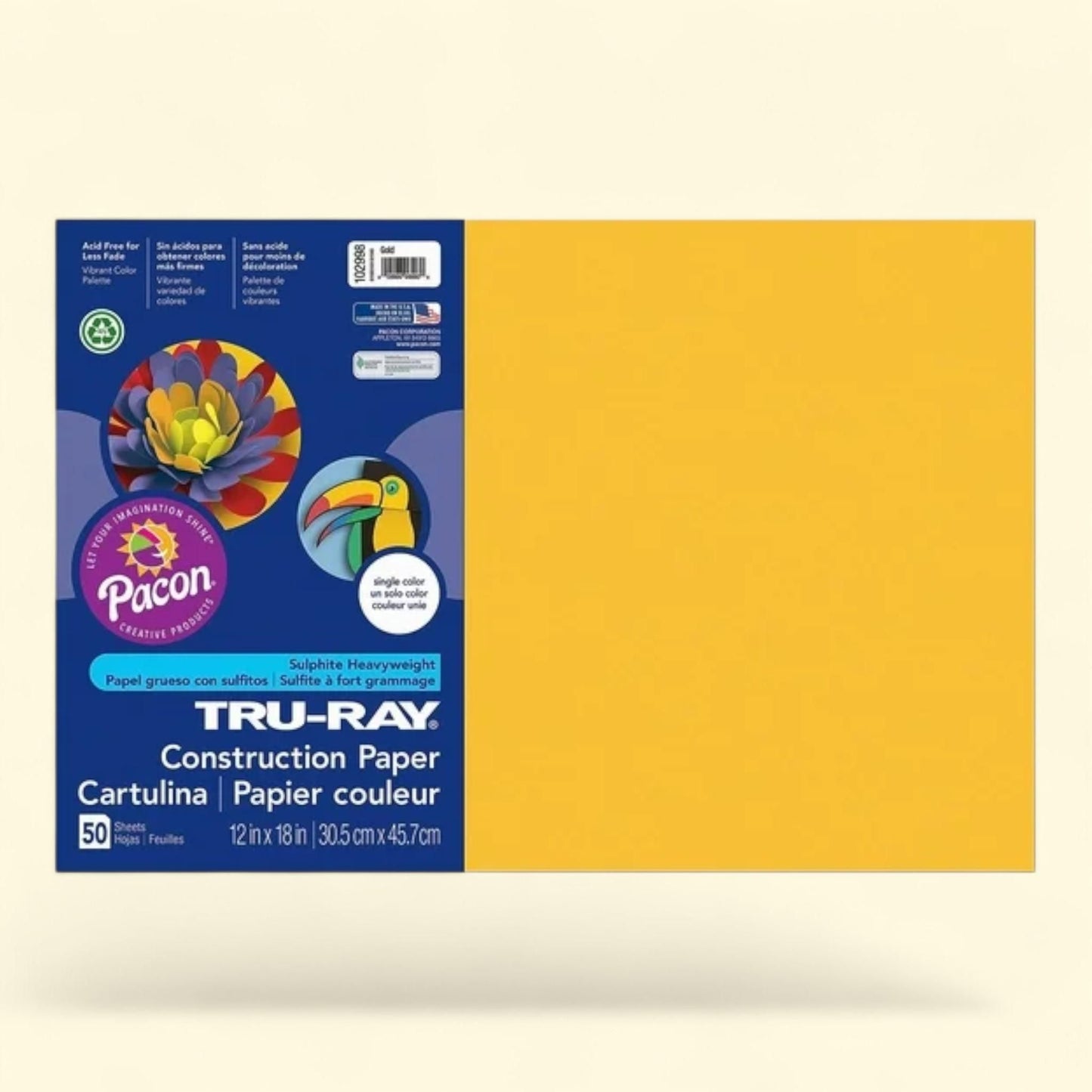 Tru-Ray Construction Paper, 12 x 18 Inches, Gold, 50 Sheets