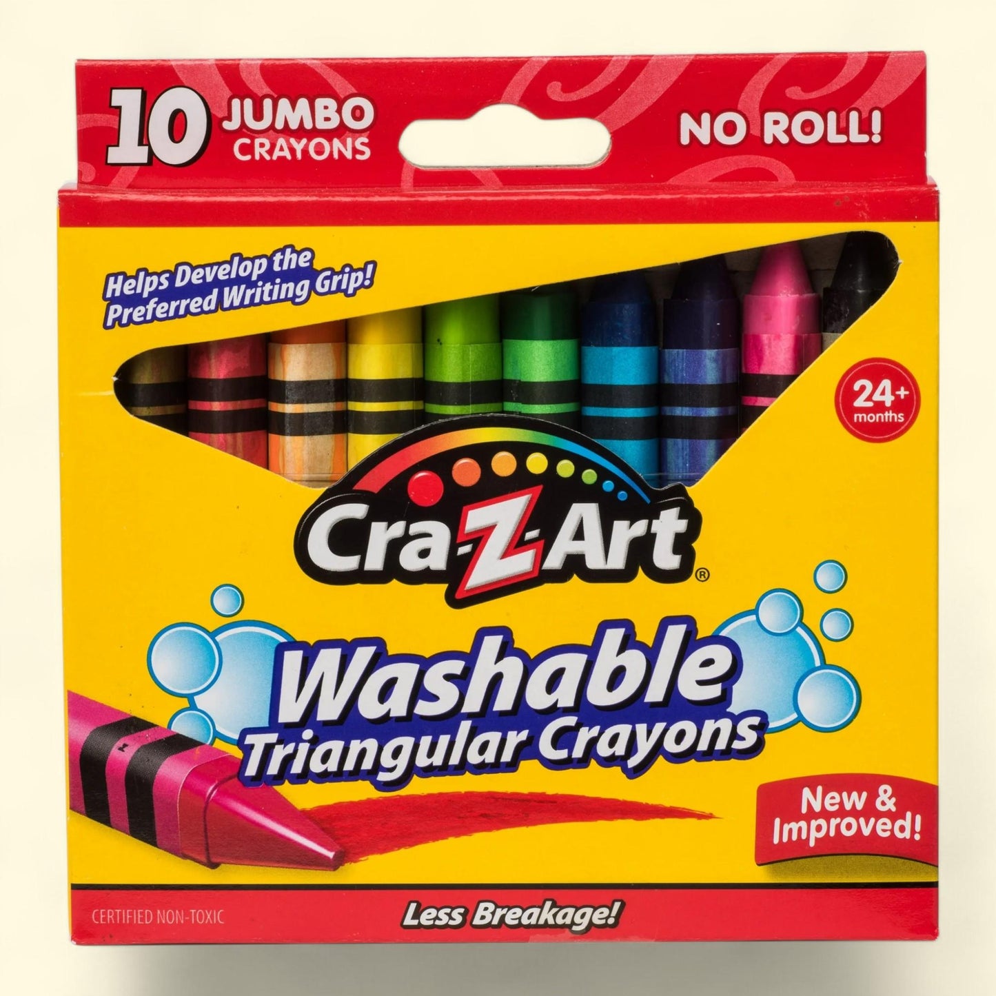 Cra-Z-Art Jumbo Washable Triangular Crayons, 10 Assorted Colors