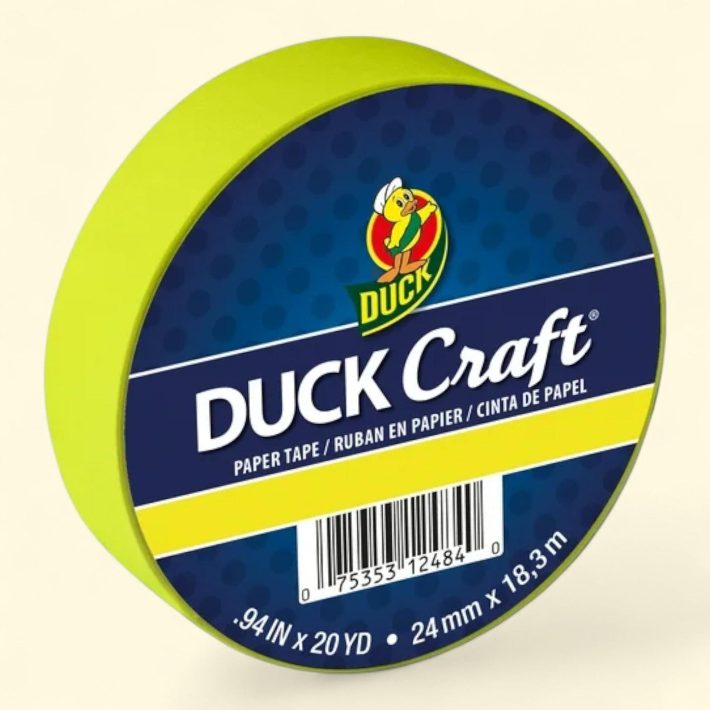 Duck Craft Paper Tapes - Neon Yellow, 20 Yards