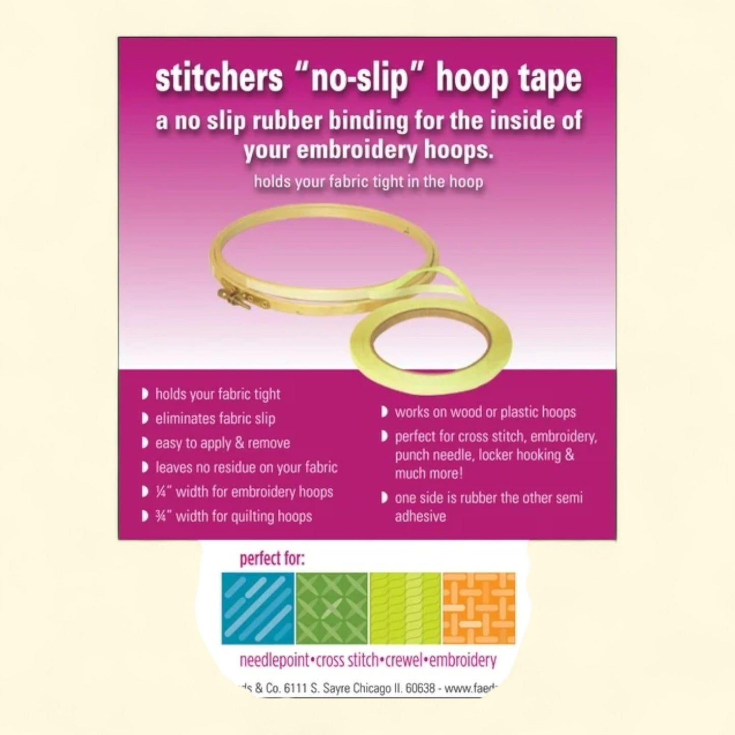 Frank A. Edmunds Stitcher's No-Slip Hoop Tape, .25" x 9yd