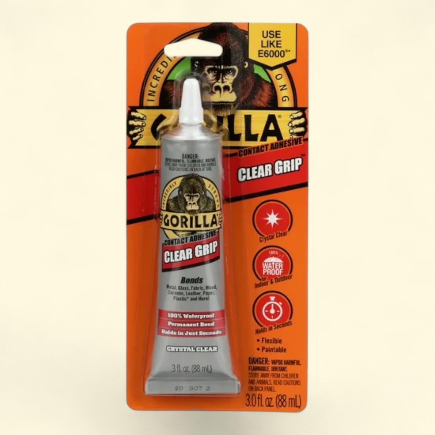 Gorilla Clear Grip Contact Adhesive, 3 oz
