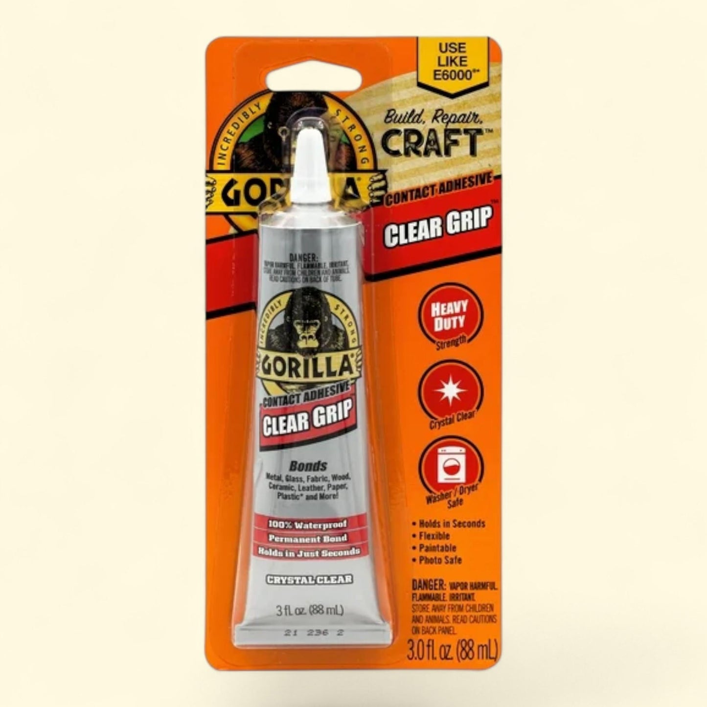 Gorilla Clear Grip Contact Adhesive, 3 oz