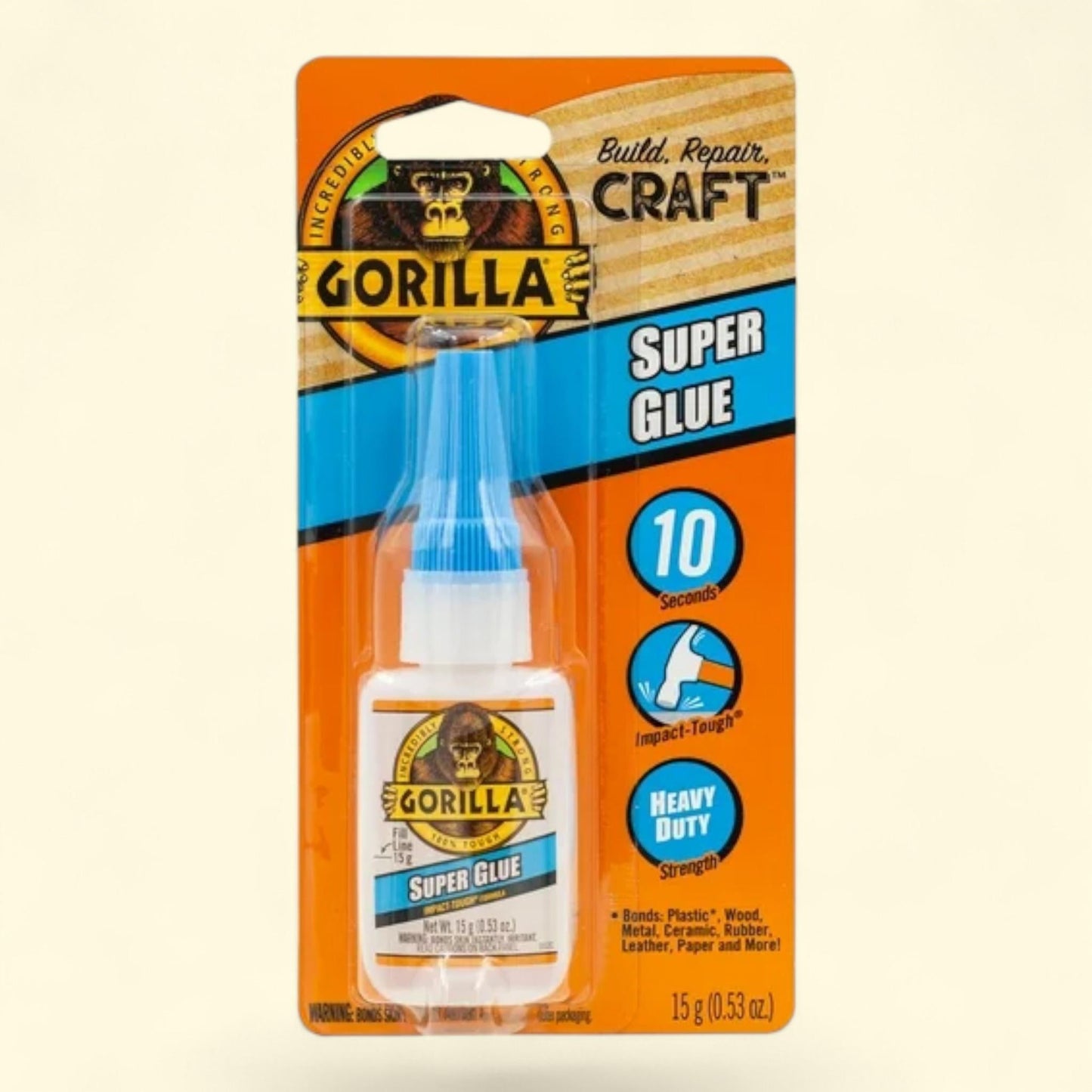 Gorilla Clear Super Glue, 15 g Bottle
