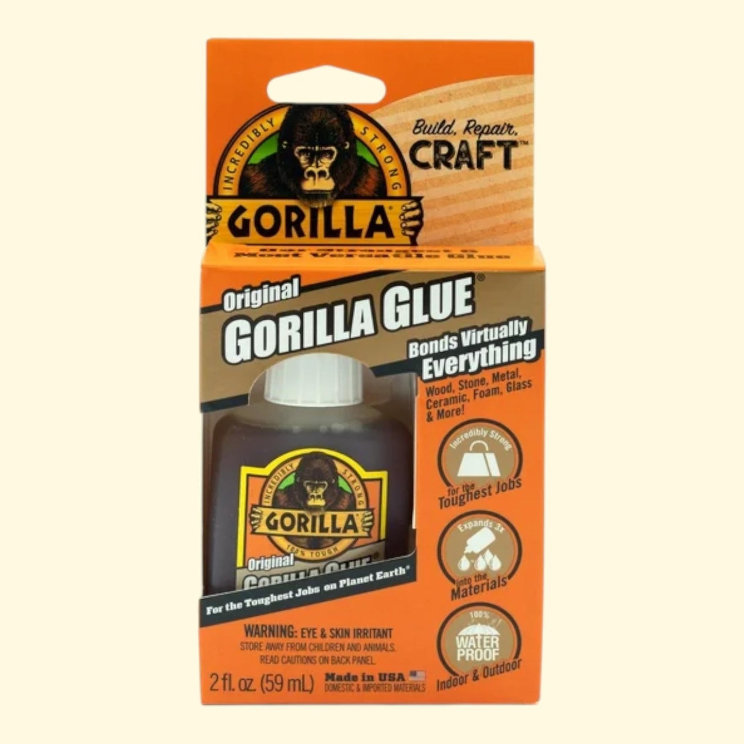 Gorilla Glue Original Polyurethane Glue, 2 oz