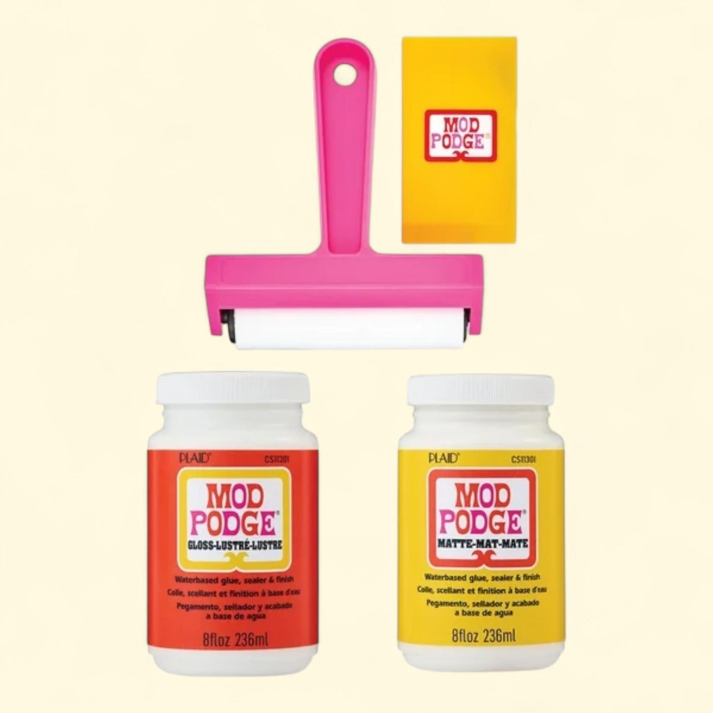 Mod Podge Decoupage Kit, Matte and Gloss Finish, Includes Brayer and Squeegee, 1 ct