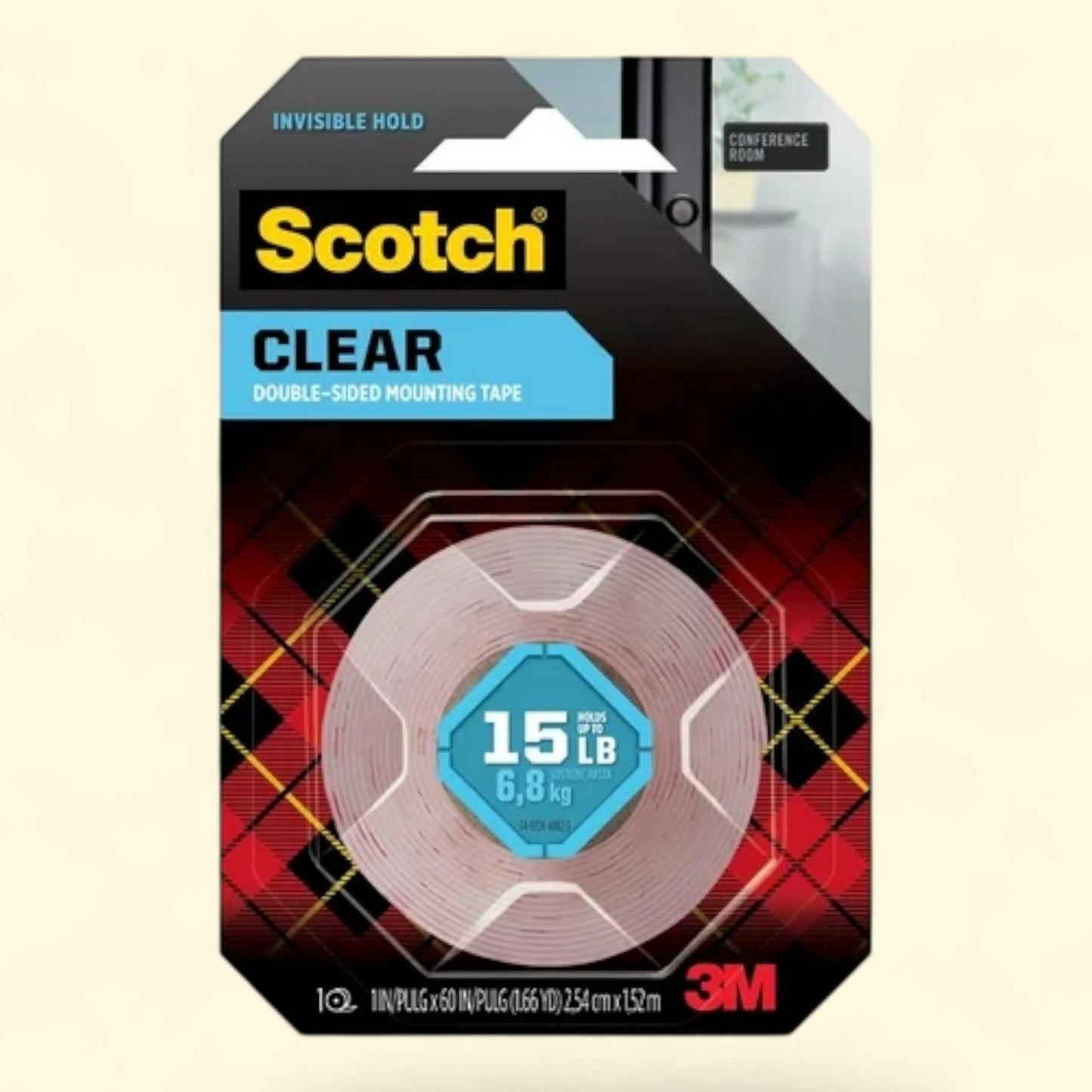 Scotch Clear Double Sided Mounting Tape, 1" x 60"