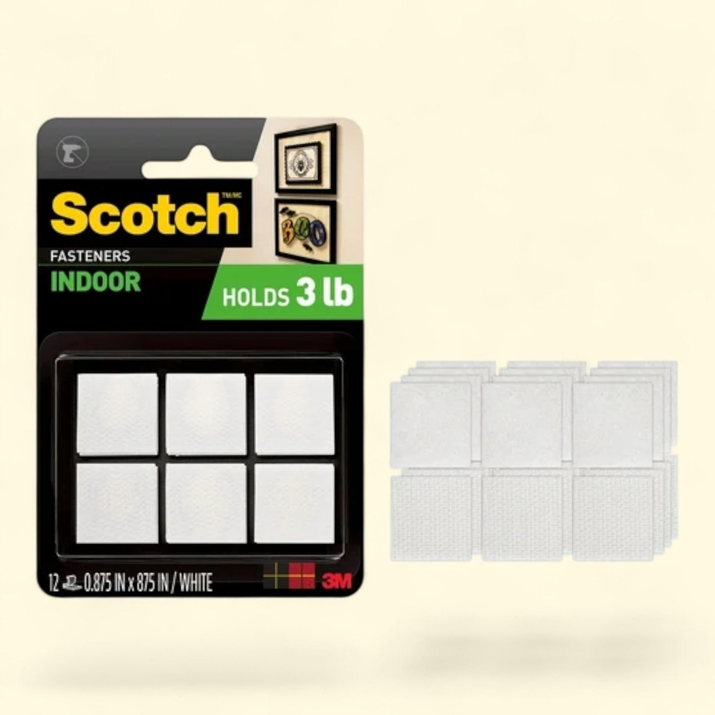 Scotch Indoor Fasteners, 7/8" x 7/8", 12 Sets