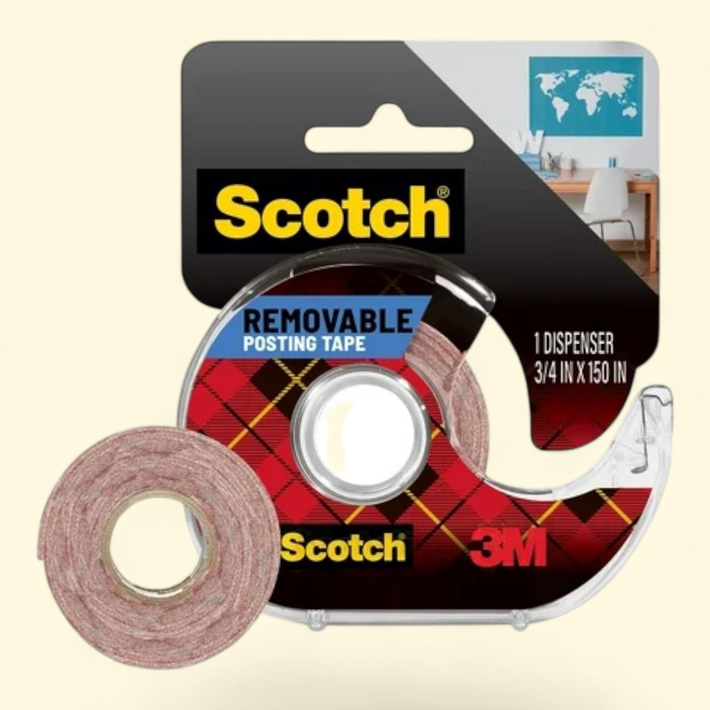 Scotch Poster Tape, Clear, 3/4 in x 150 in, 1 Roll
