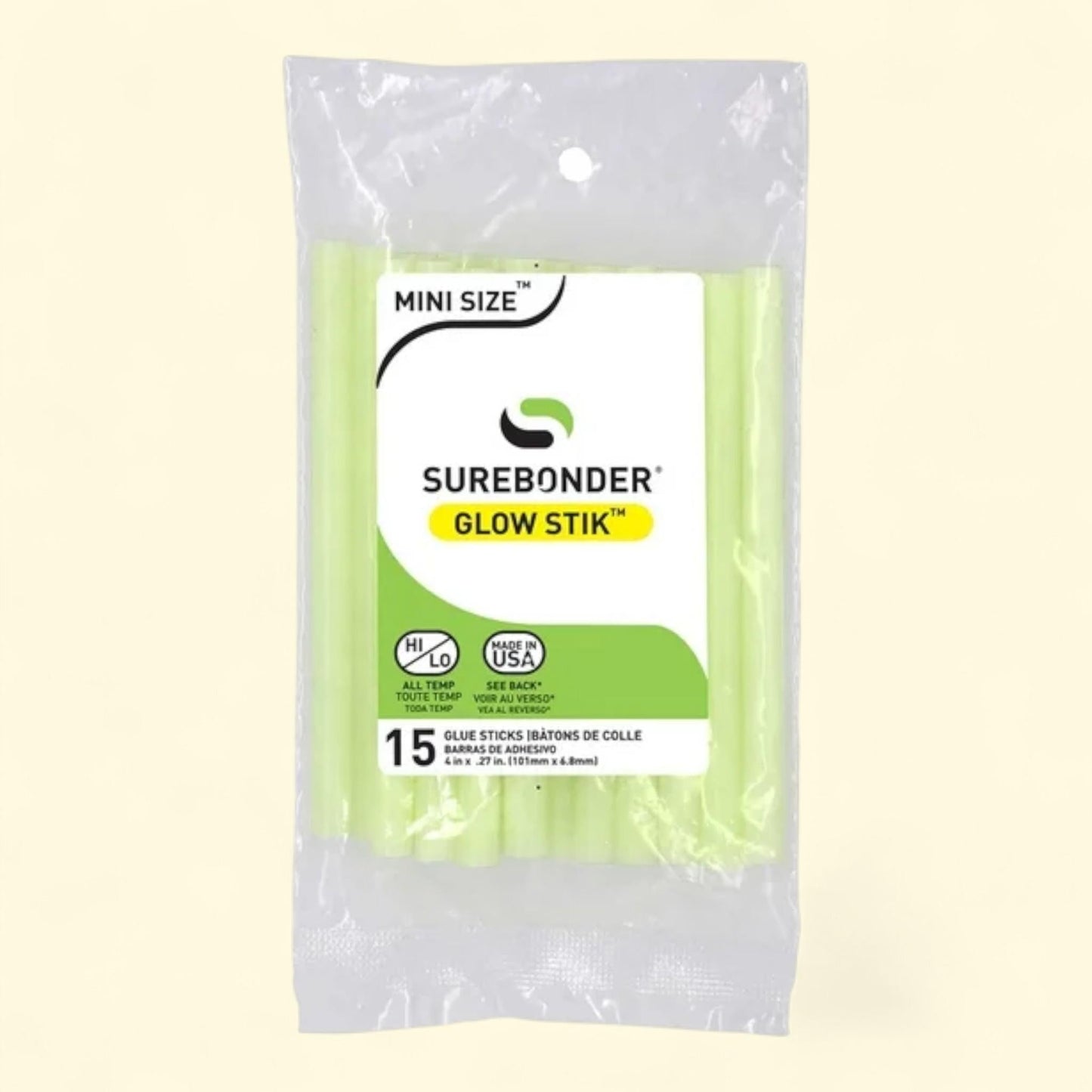 Surebonder Mini Glow in the Dark Hot Glue Sticks, 15 Pack — authentic US product shipped worldwide by Treatspree