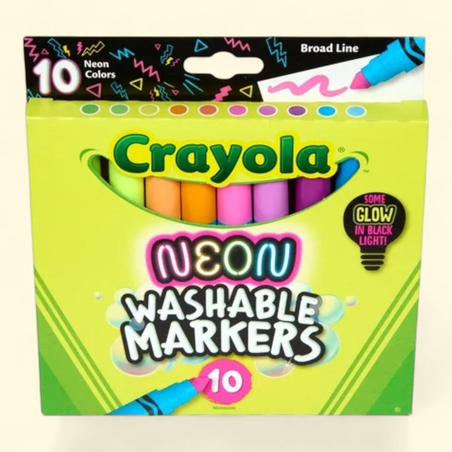 Crayola Neon Marker Set (10ct), 7 Glow in the Dark Marker Colors — authentic US product shipped worldwide by Treatspree