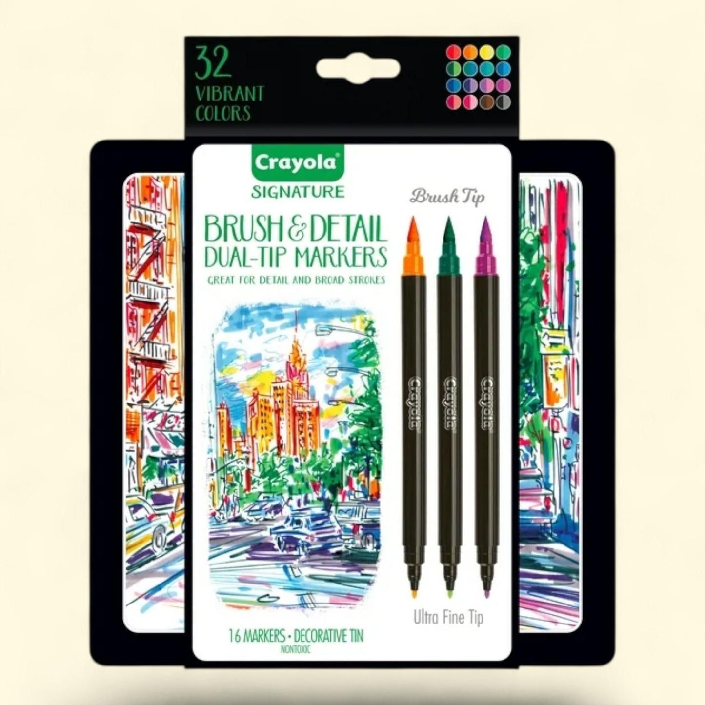 Crayola Signature Brush & Detail Dual-Tip Markers, 16 Ct — authentic US product shipped worldwide by Treatspree