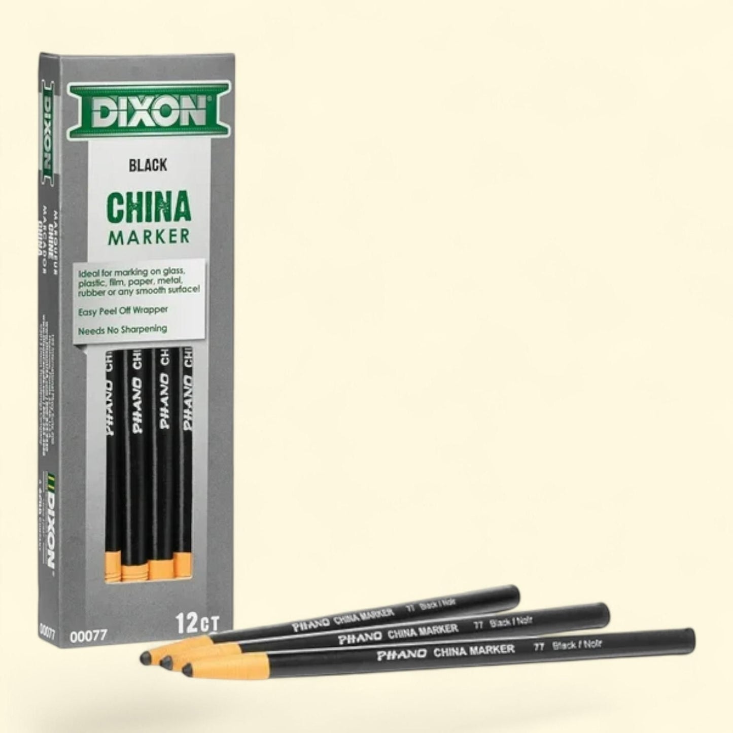 Dixon Phano China Markers, Black, 12 Count — authentic US product shipped worldwide by Treatspree