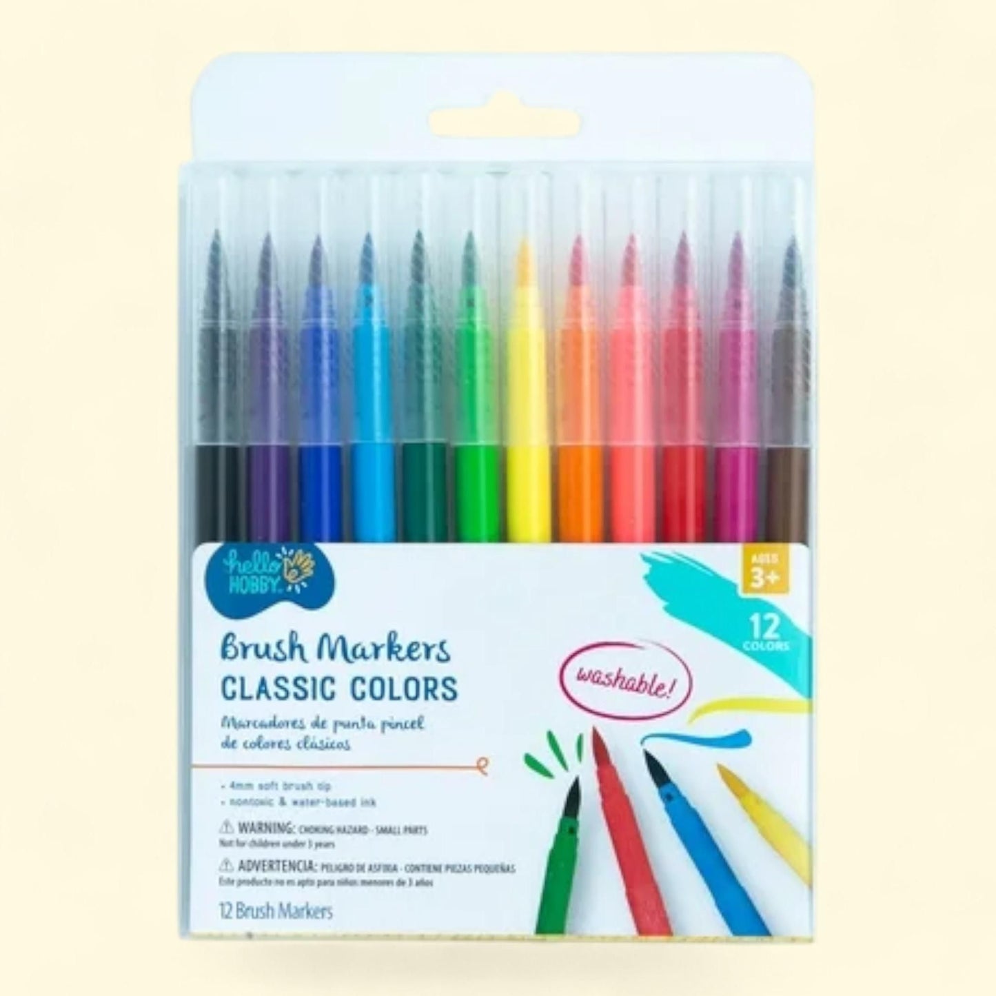 Hello Hobby Brush Markers, 12 Pieces — authentic US product shipped worldwide by Treatspree