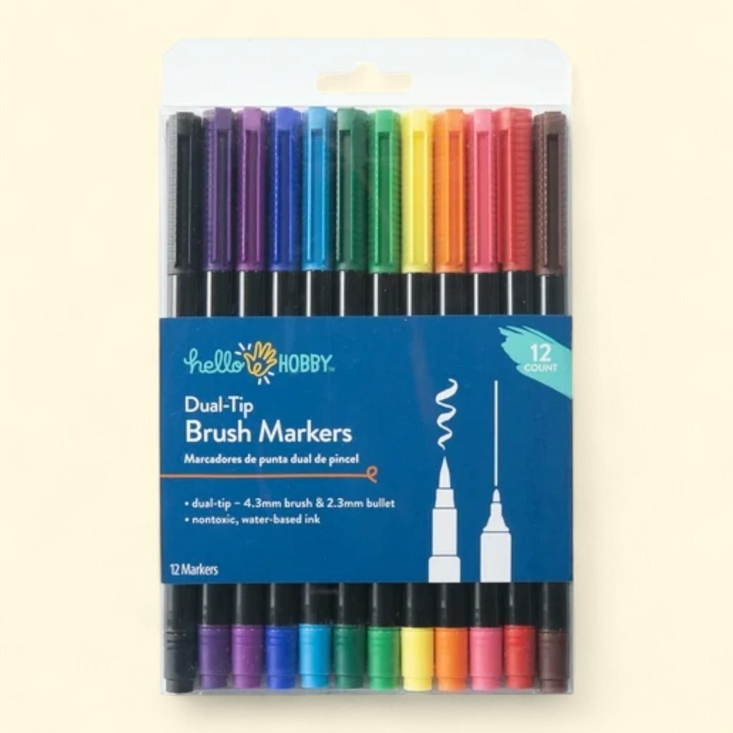 Hello Hobby Dual Tip Brush Marker & Fineliner, 12 Pieces — authentic US product shipped worldwide by Treatspree