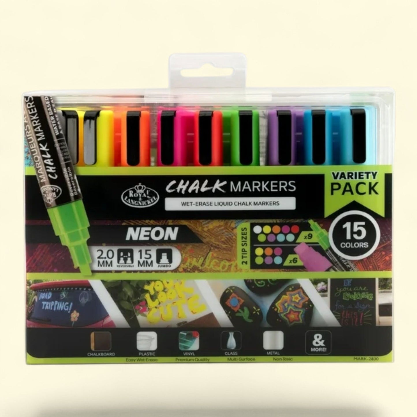 Royal & Langnickel Chalk Marker Variety Set, 15pc, 2MM and 15MM