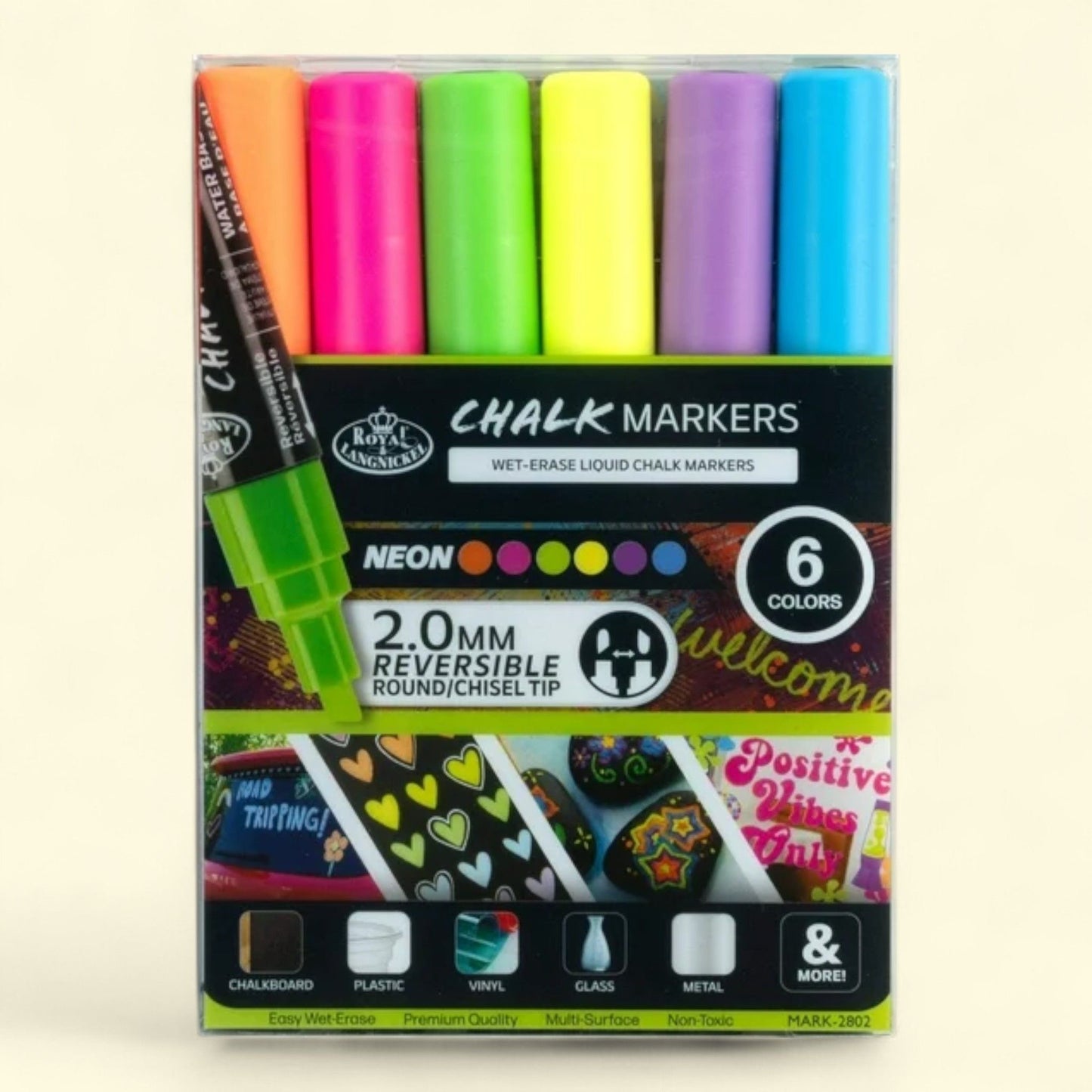 Royal & Langnickel Chalk Marker Set, 6 Piece, 2.0 mm, Neon — authentic US product shipped worldwide by Treatspree
