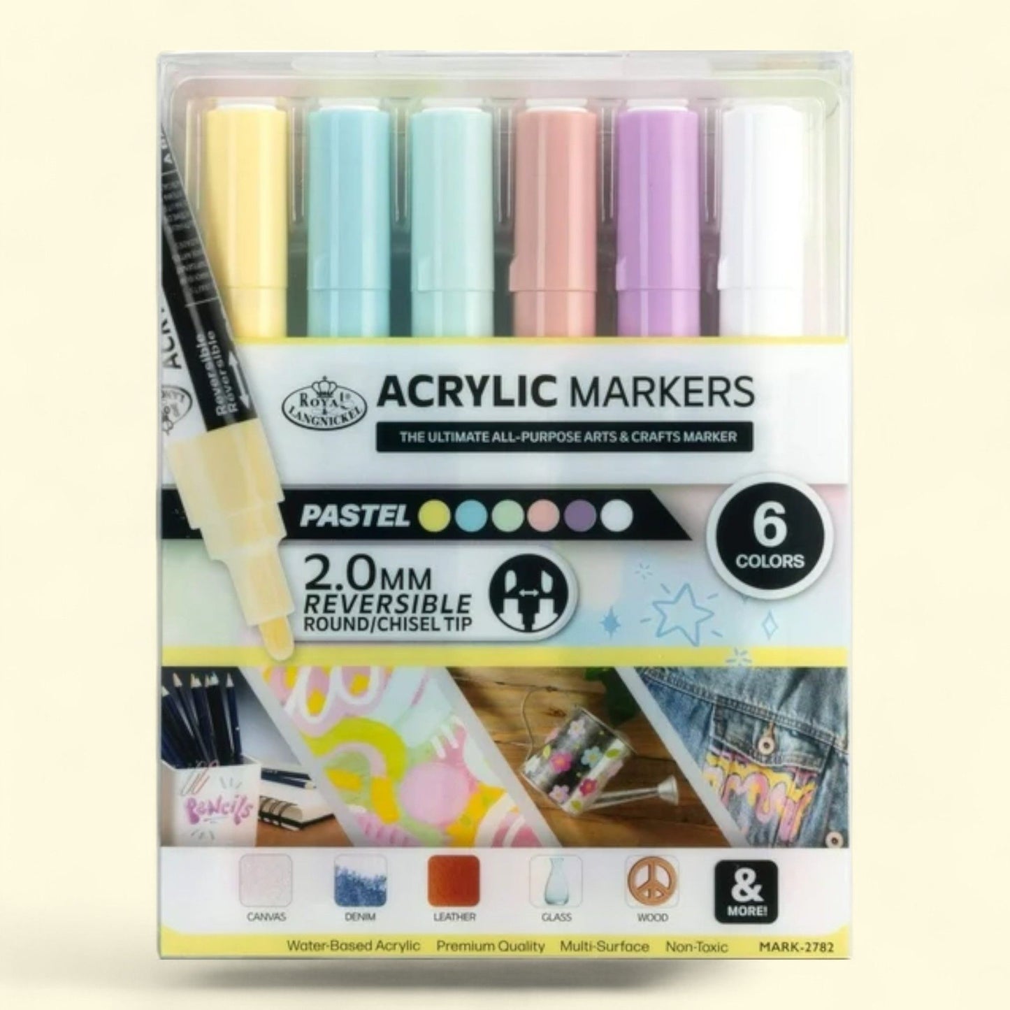 Royal & Langnickel Acrylic Pastel Markers, 6 Piece, 2mm — authentic US product shipped worldwide by Treatspree