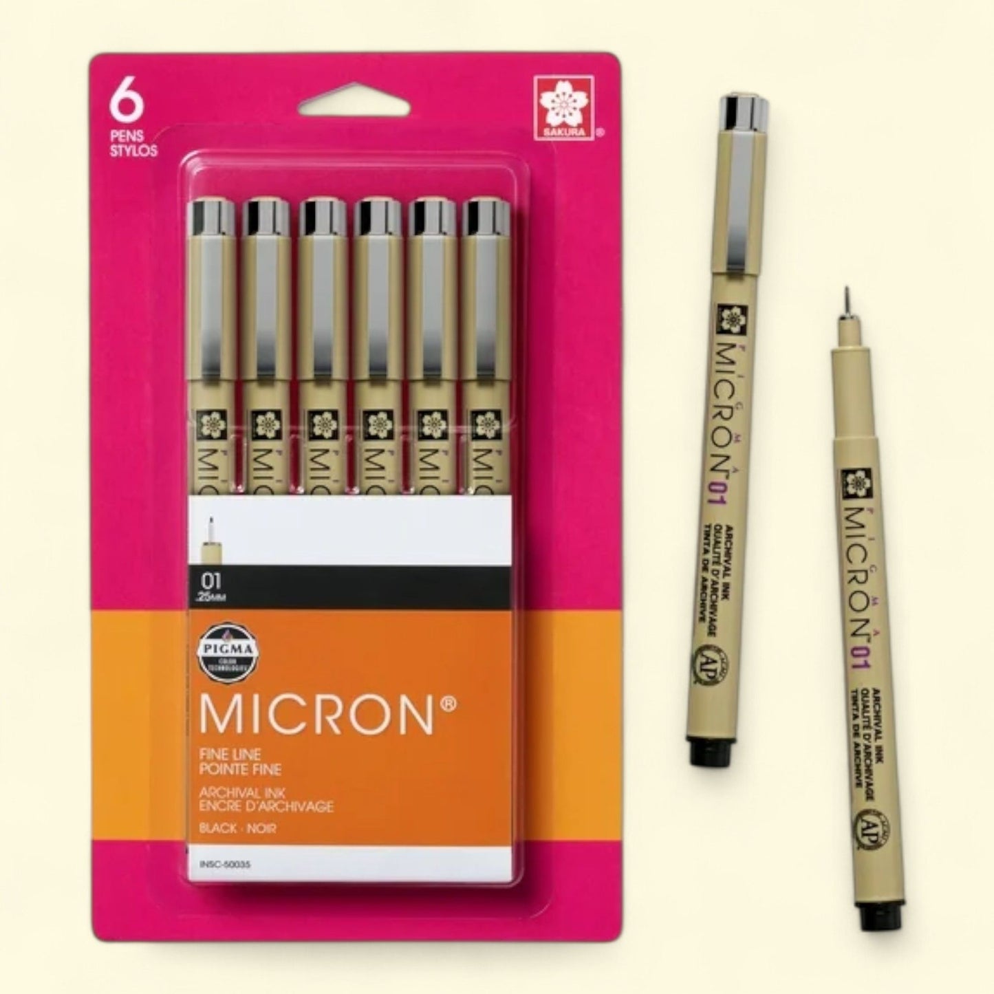 Sakura Pigma Micron Fineliner, 01 Tip Size 6 Pack — authentic US product shipped worldwide by Treatspree
