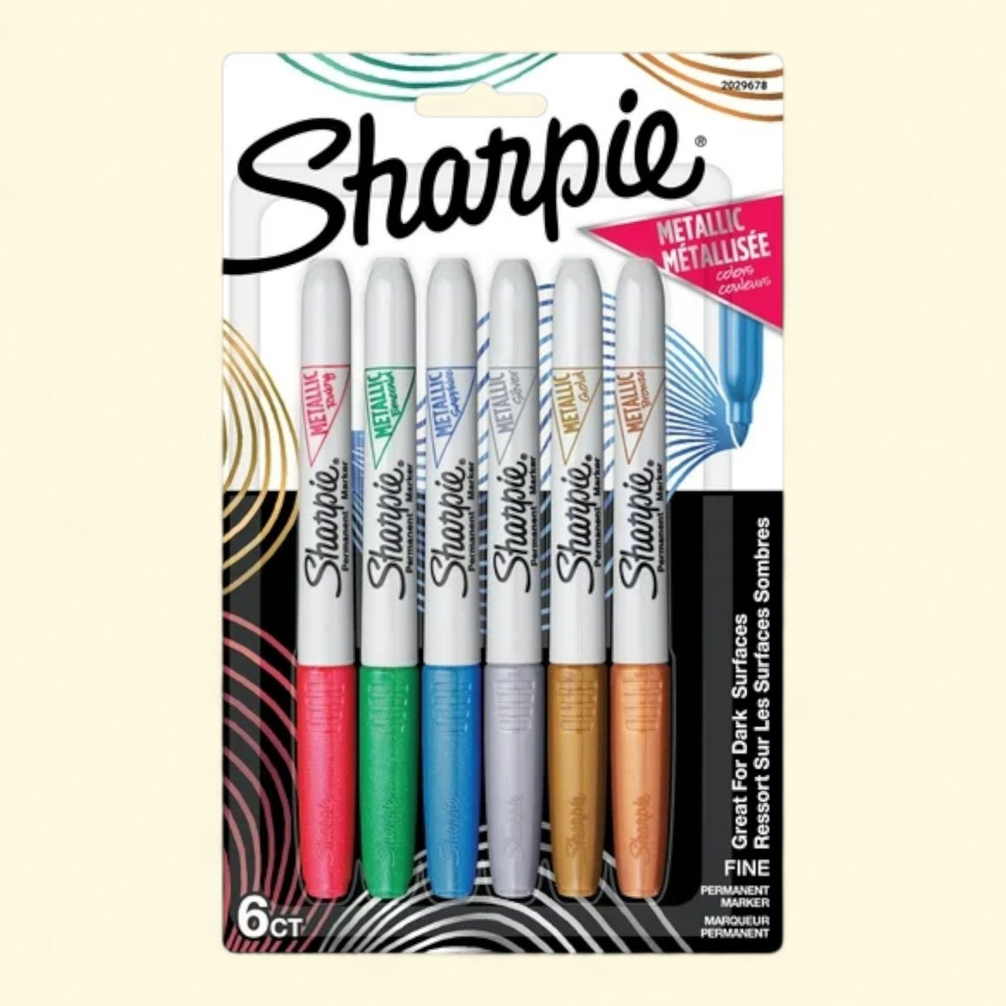 Sharpie Metallic Permanent Markers, Fine Tip, 6 Count — authentic US product shipped worldwide by Treatspree