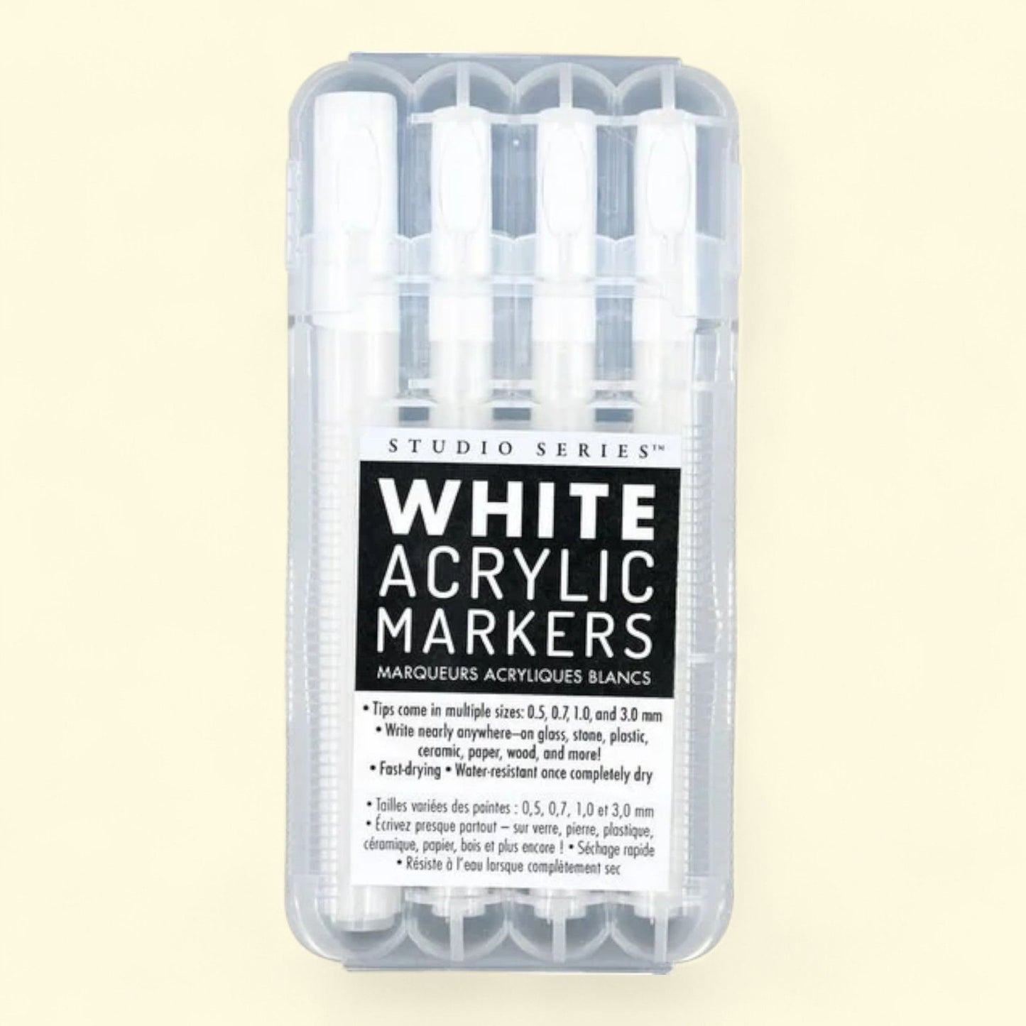 Studio Series White Acrylic Markers, Set of 4, Different Tip Sizes — authentic US product shipped worldwide by Treatspree