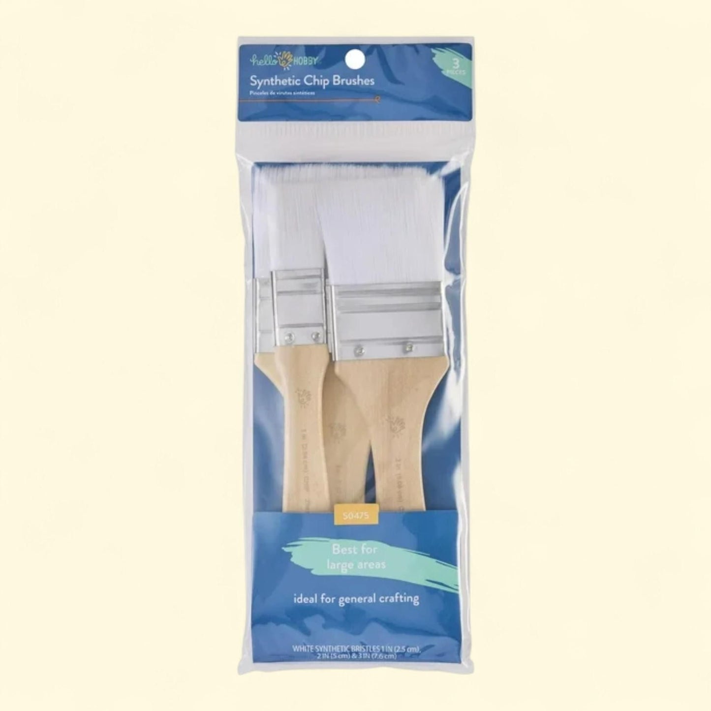 Hello Hobby Synthetic Chip Paint Brush Set, 3 Pc