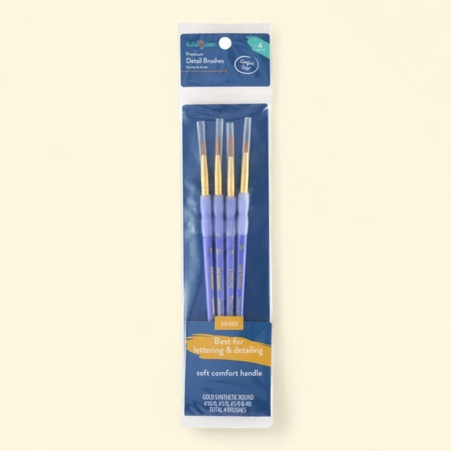 Hello Hobby Detail Synthetic Paint Brush Set, 4 Pc
