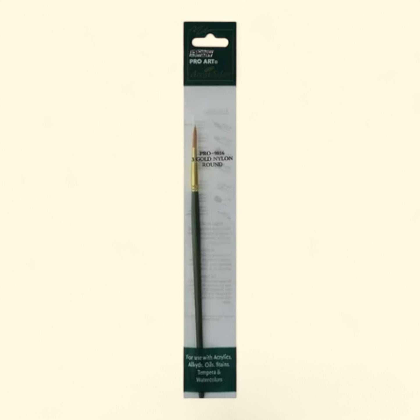 Pro Art Brush Gold Nylon Round #3, Paint Brushes, Acrylic Paint Bru... — authentic US product shipped worldwide by Treatspree