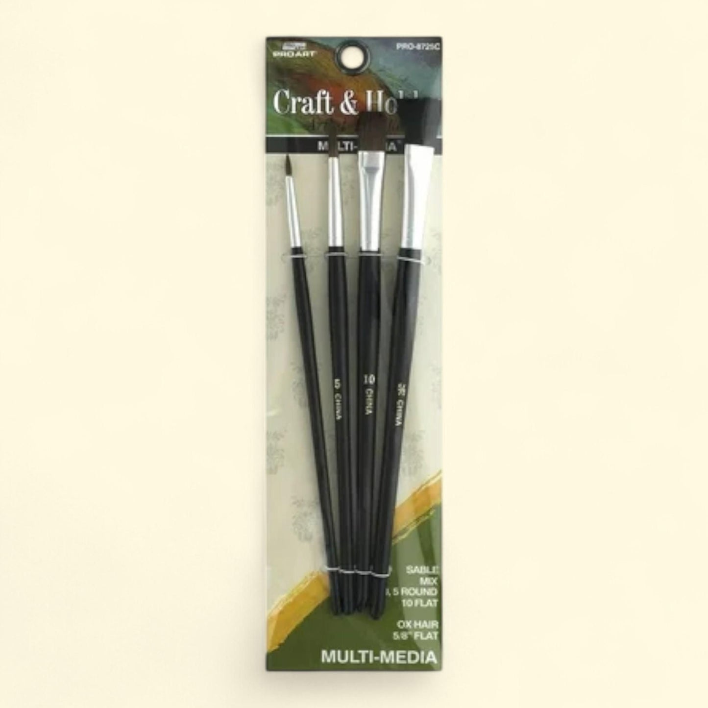 Pro Art Paint Brushes Sable Mix Set Flat & Round 4pc, Acrylic Paint... — authentic US product shipped worldwide by Treatspree