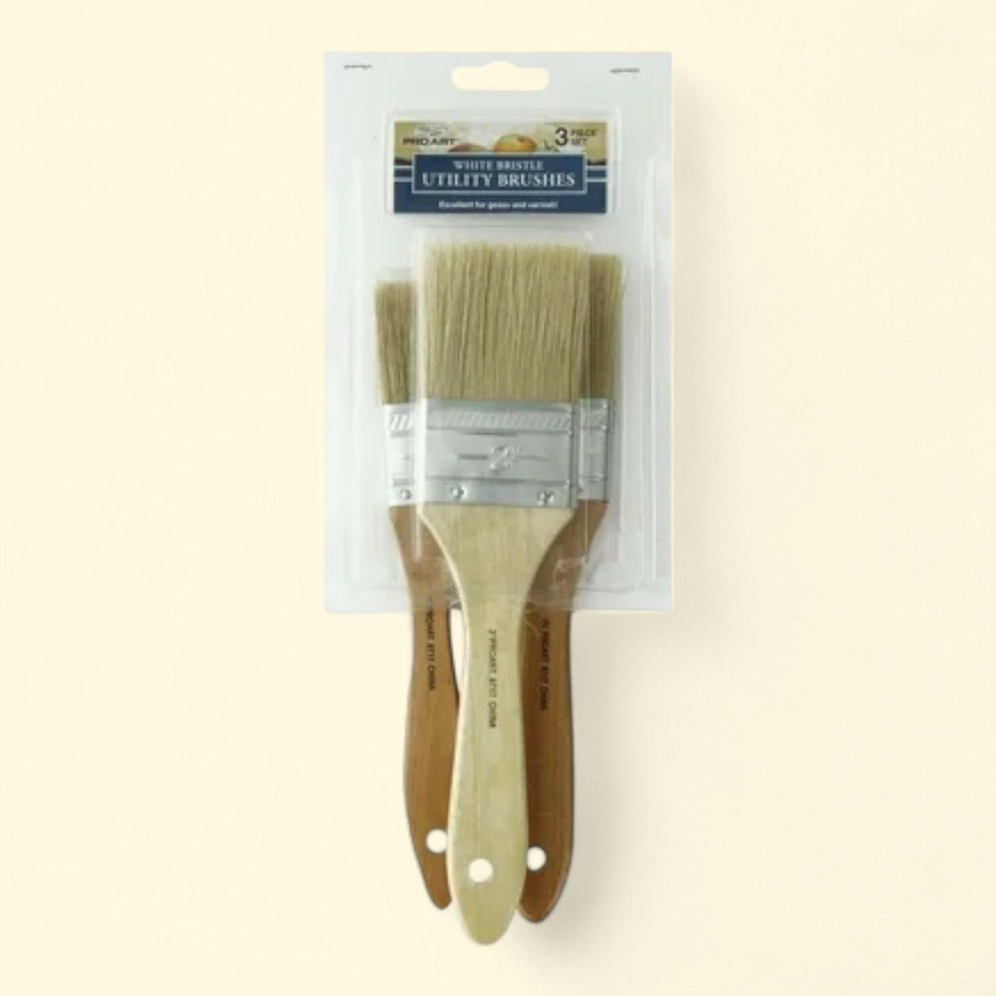 Pro Art Brush, White Bristle Utility, 3pc — authentic US product shipped worldwide by Treatspree