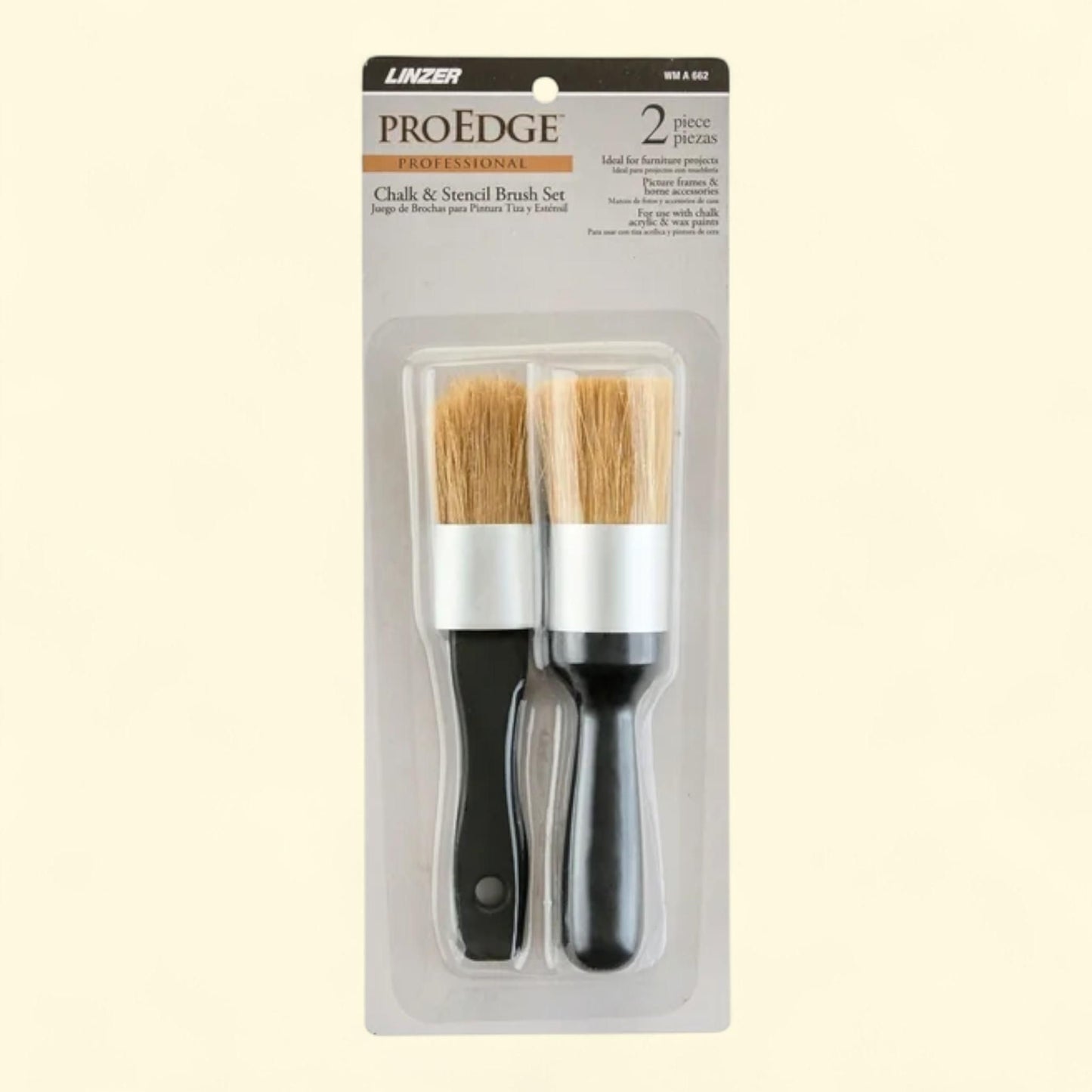 PRO EDGE Chalk and Stencil Paint Brush Set, 2-Piece