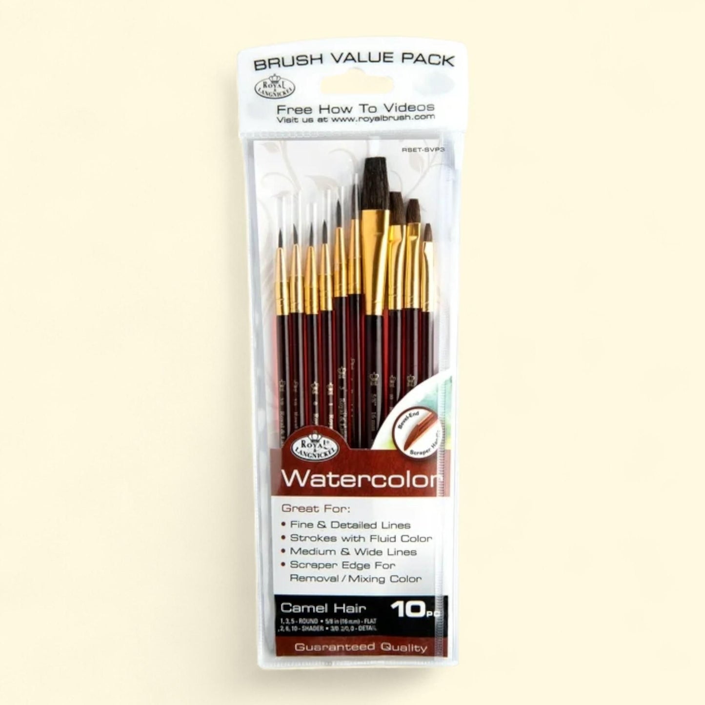 Royal & Langnickel, Super Value Synthetic Watercolor Artist Brush Set, 10pc