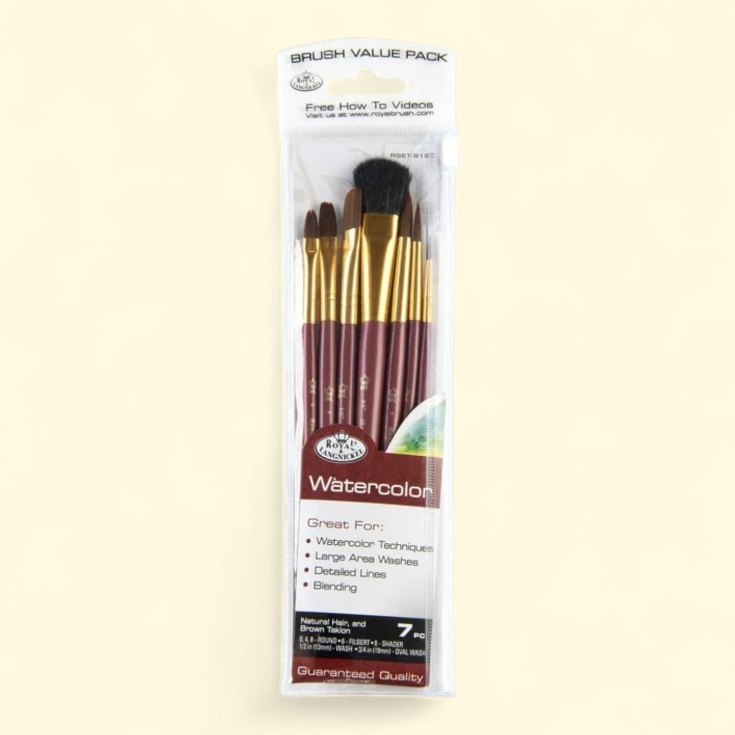 Royal & Langnickel, 7pc Brown Talkon Watercolor Artist Paint Brush Set