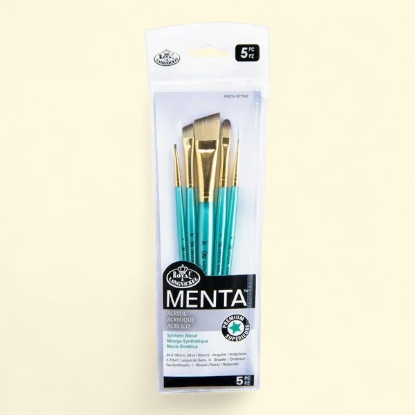 Royal & Langnickel Menta 5pc Synthetic Blend Variety Acrylic Brush ... — authentic US product shipped worldwide by Treatspree