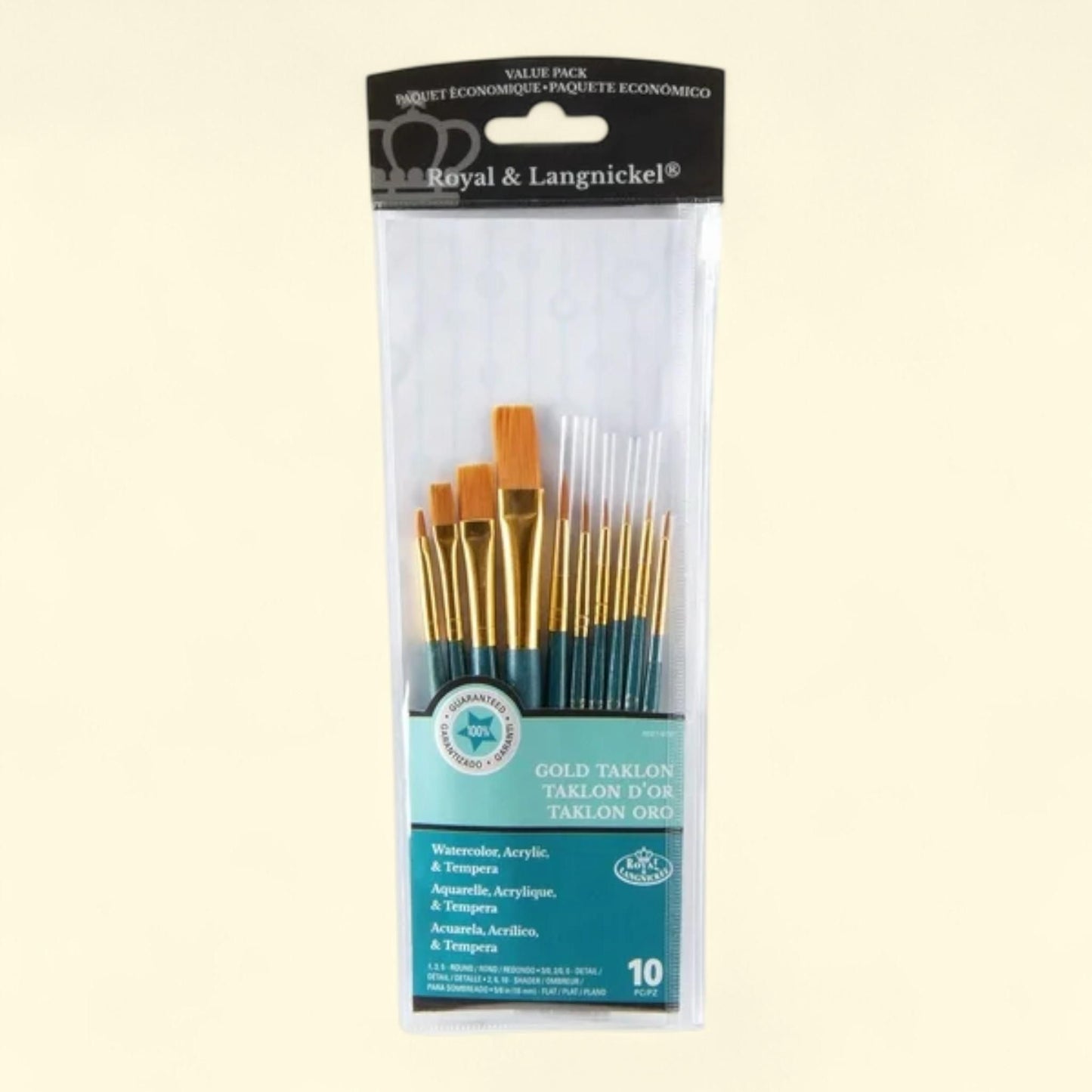 Royal Langnickel Gold Taklon Brush Set, 10/Pkg — authentic US product shipped worldwide by Treatspree