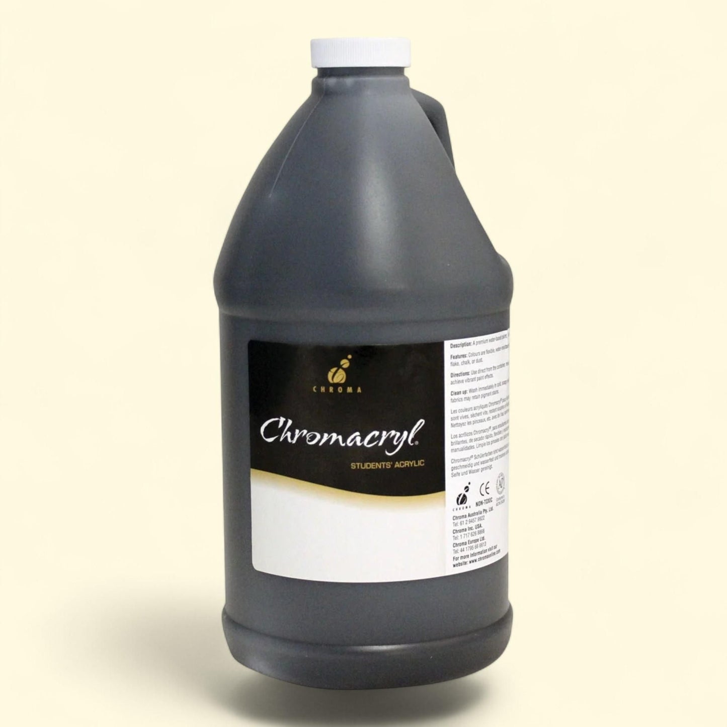 Chromacryl Students' Acrylics, Black, Half Gallon — authentic US product shipped worldwide by Treatspree
