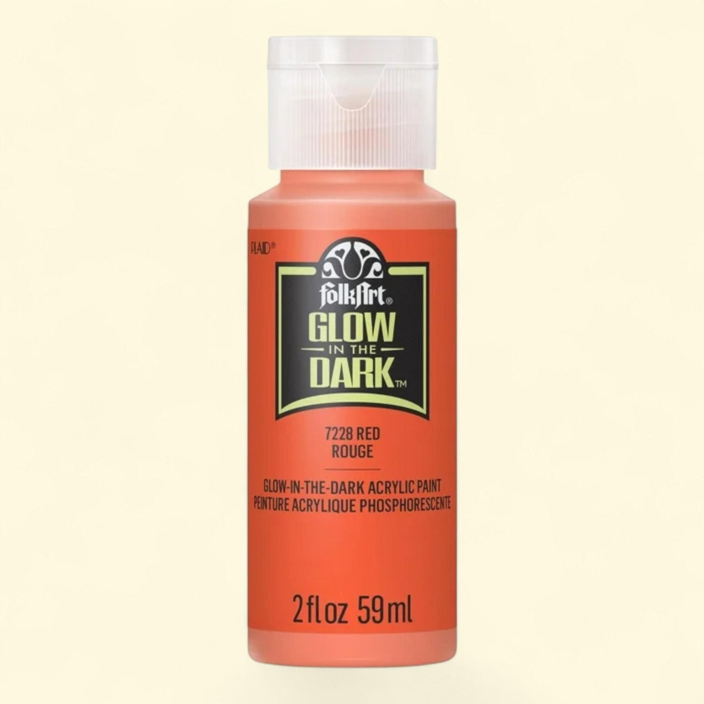 FolkArt Glow-in-the-Dark Acrylic Craft Paint, Red, 2 fl oz