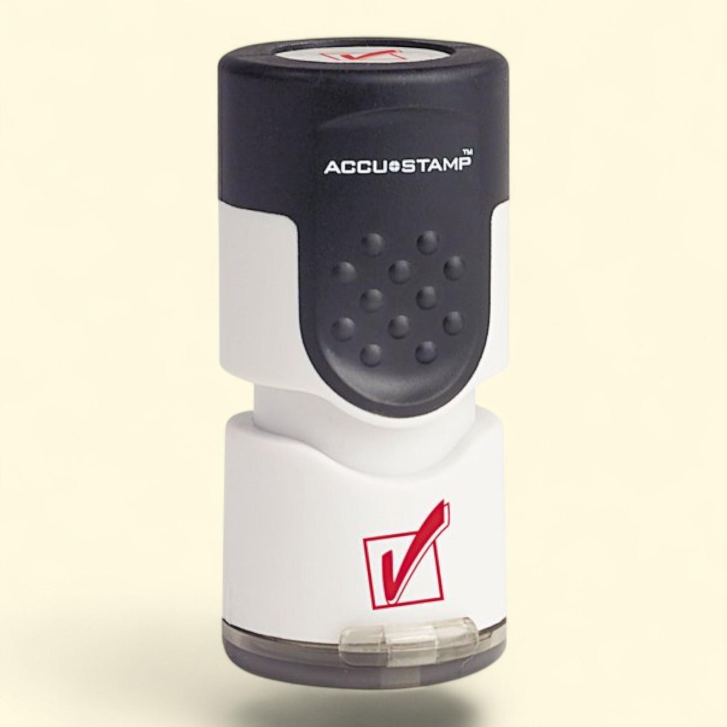 Consolidated Stamp Pre-inked Round Stamp, Check Mark, 5/8" Dia, Red, 1 ct