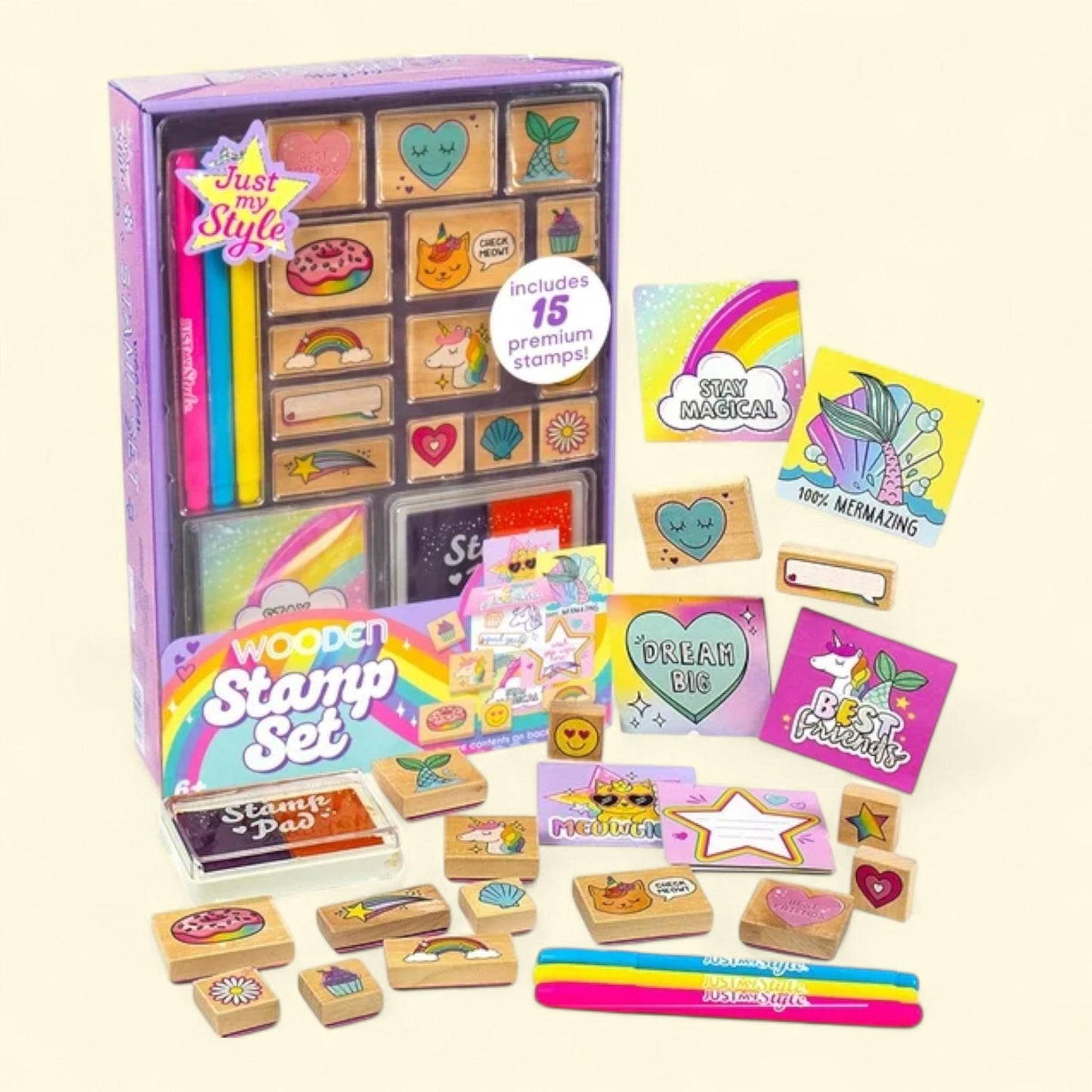 Just My Style Wooden Stamp, Art & Craft Kit, 28 Pieces