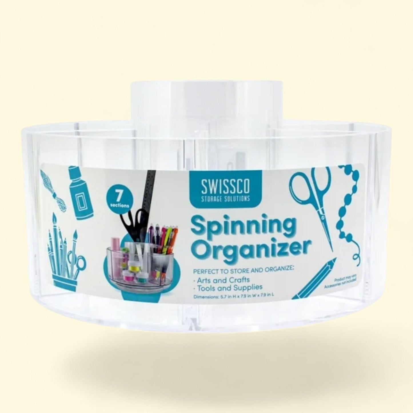 Swissco Arts and Crafts Storage Caddy Organizer, Clear, 7 Sections, 1 ct