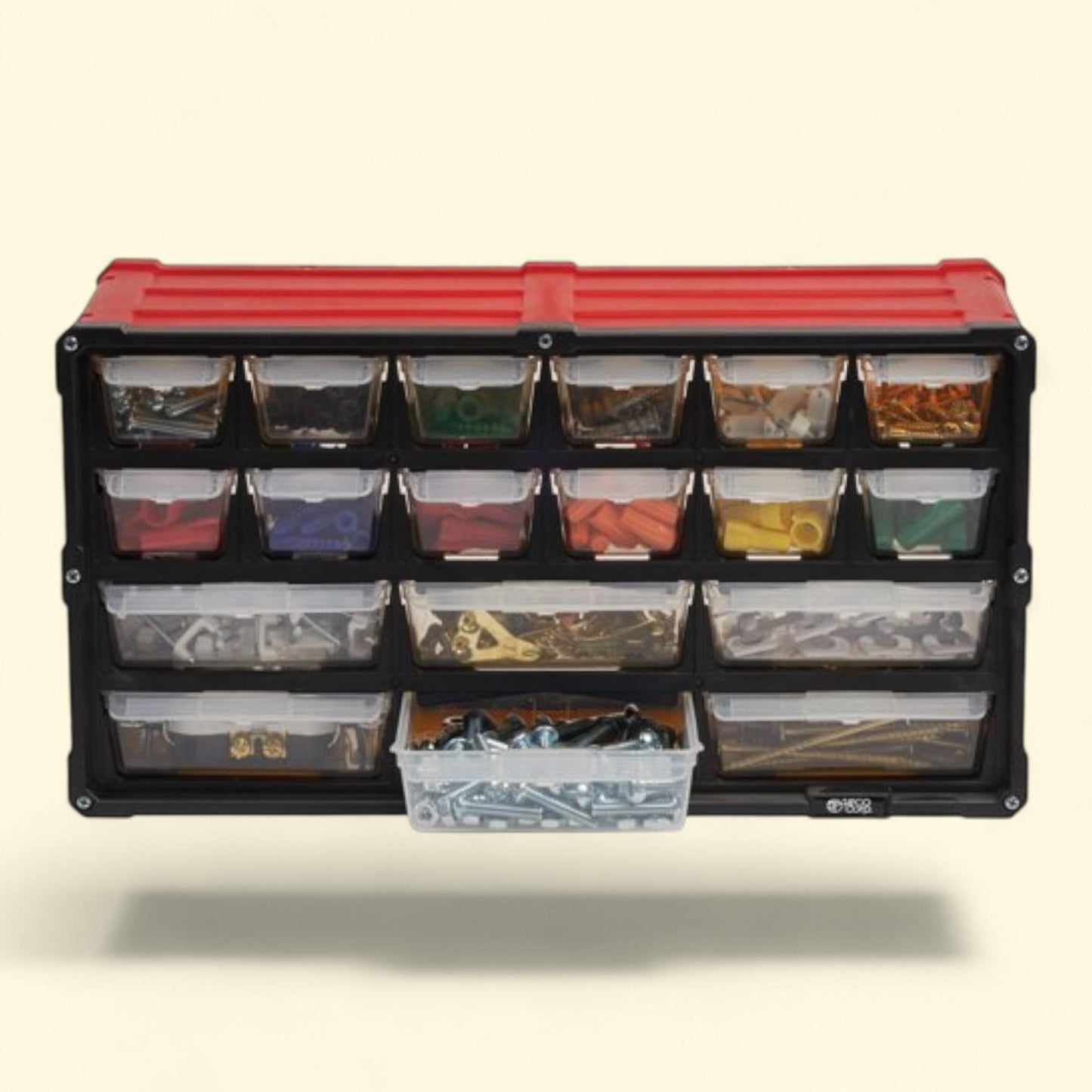 TAFCO Small Parts Organizer, 18-Compartment, Red, 1 ct