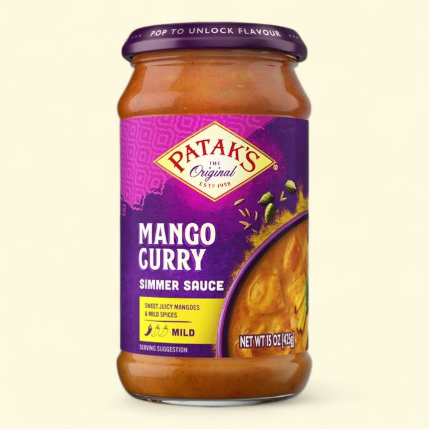 Patak's Mango Curry Simmer Sauce, 15 Ounce