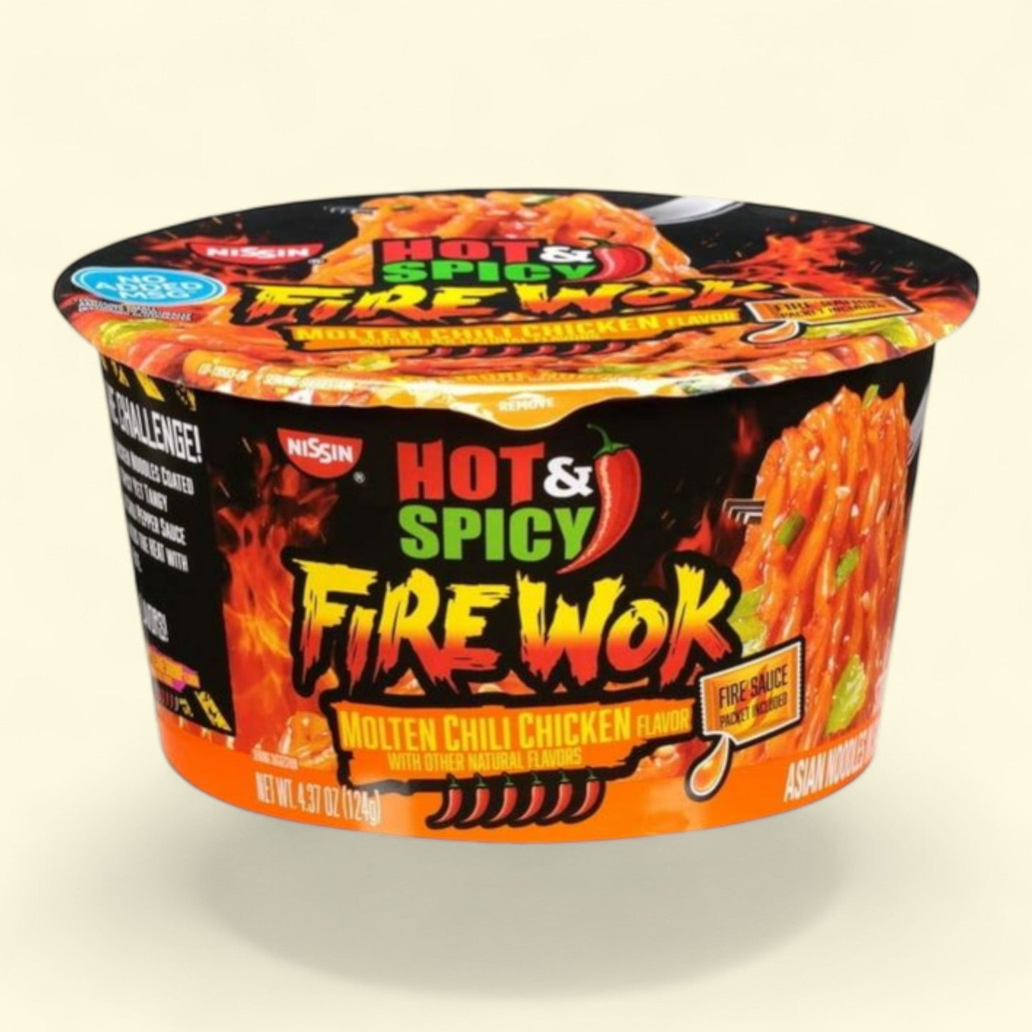 Nissin Foods Hot & Spicy Fire Wok Stir Fry Asian Noodles, Molten Chili Chicken Flavor, 4.37 oz