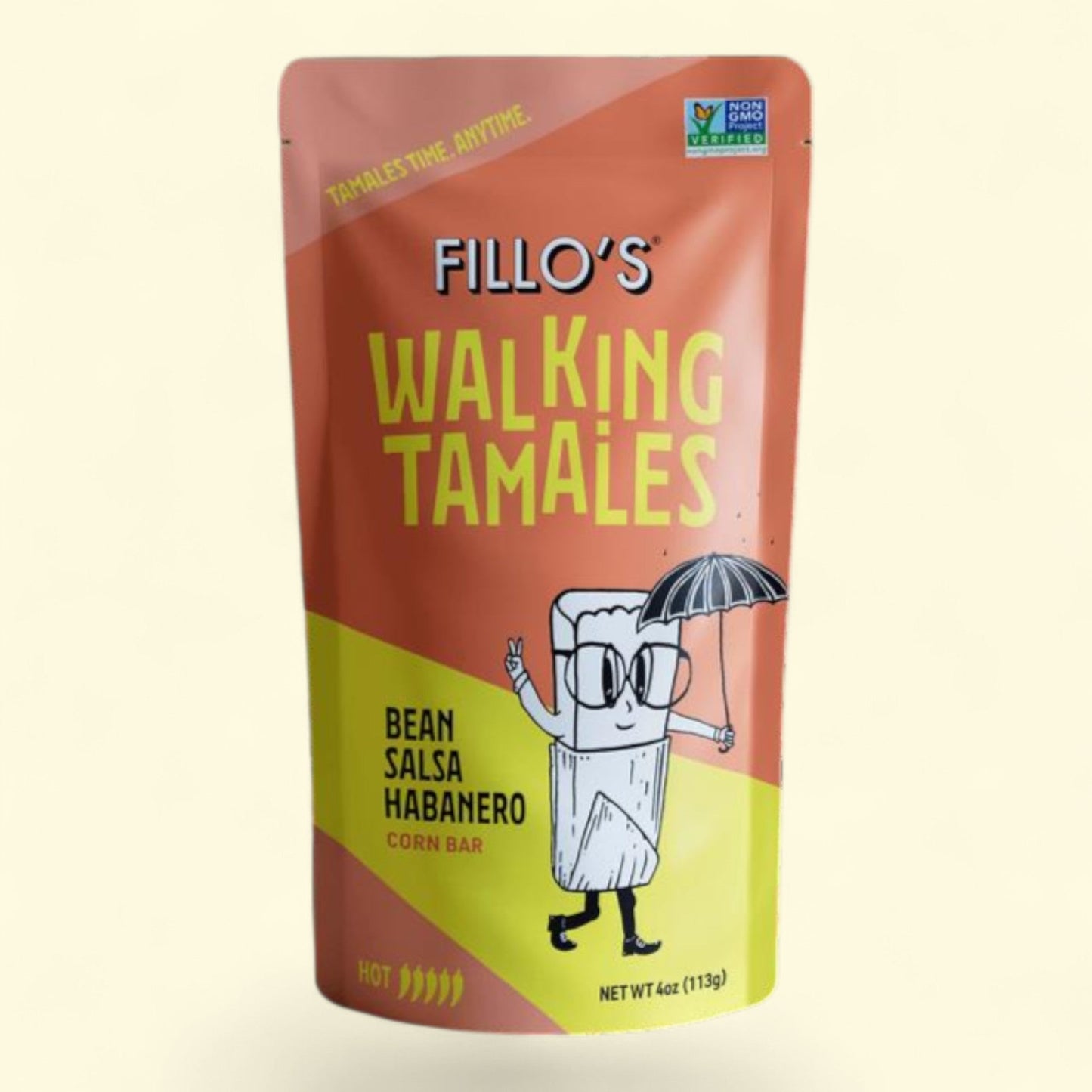 FILLO'S Walking Tamales, Bean Salsa Habanero Tamale, 4 oz