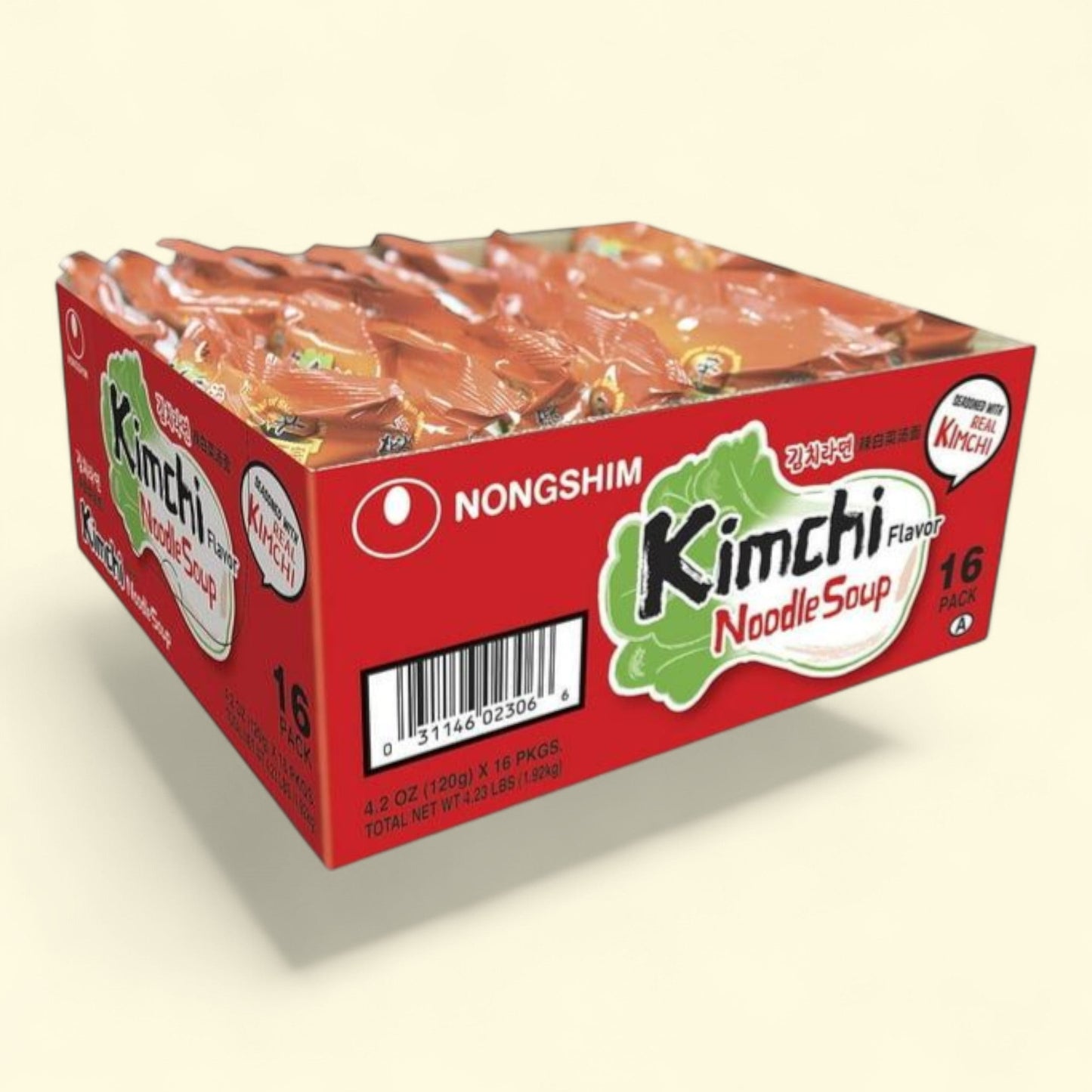 Nongshim Kimchi Ramen Noodle Soup, 4.2oz x 16 Count