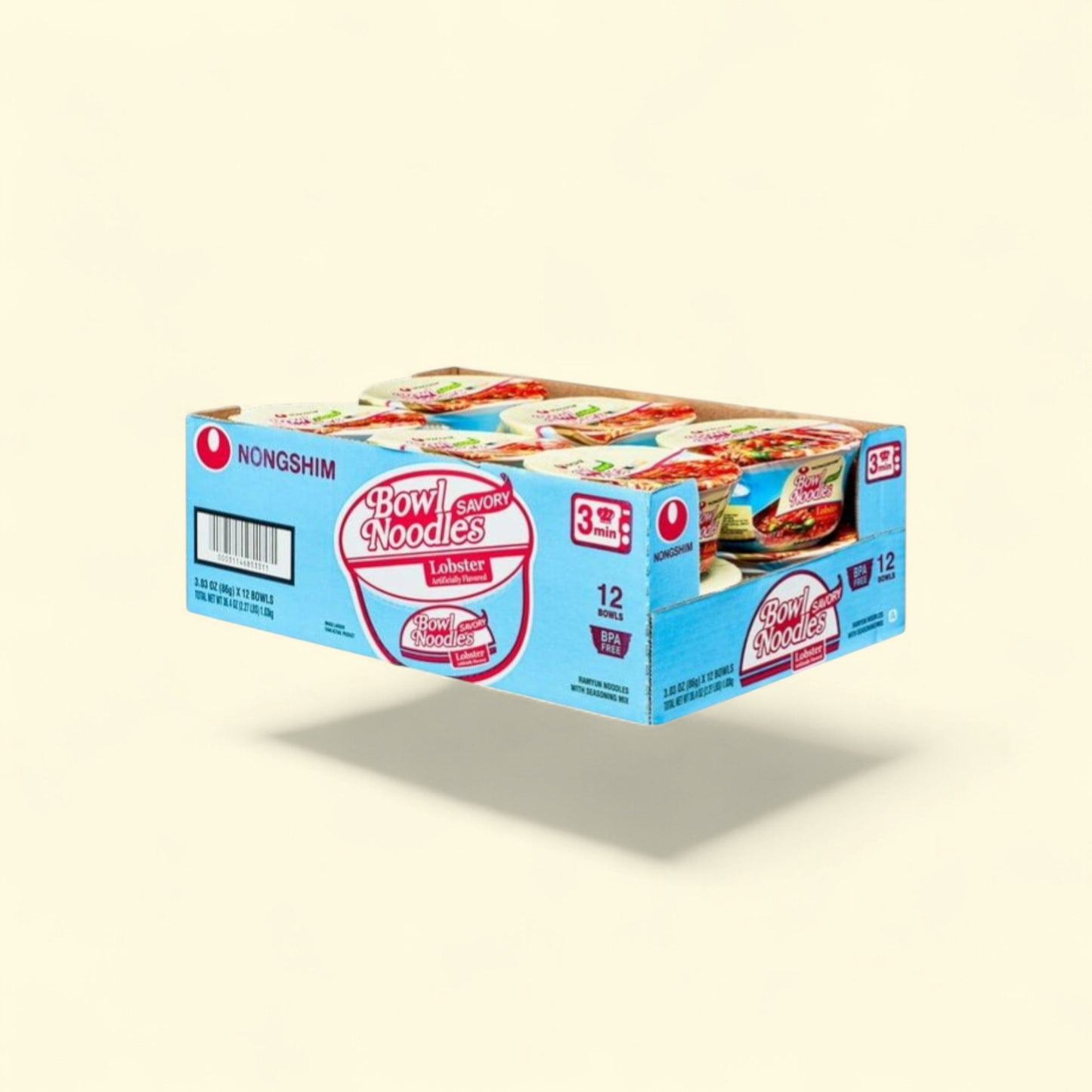Nongshim Bowl Noodle Lobster Ramyun, 3.03oz x 12 Count — authentic US product shipped worldwide by Treatspree