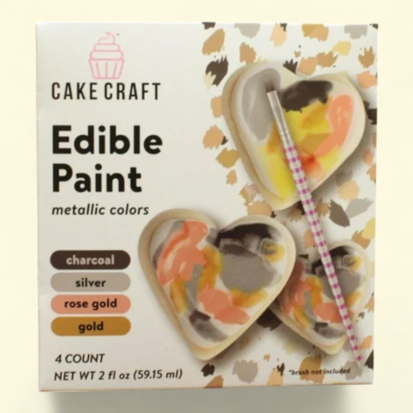 Cake Craft Metallic Colors Edible Liquid Paint, 2 fl oz, 4-Pack.