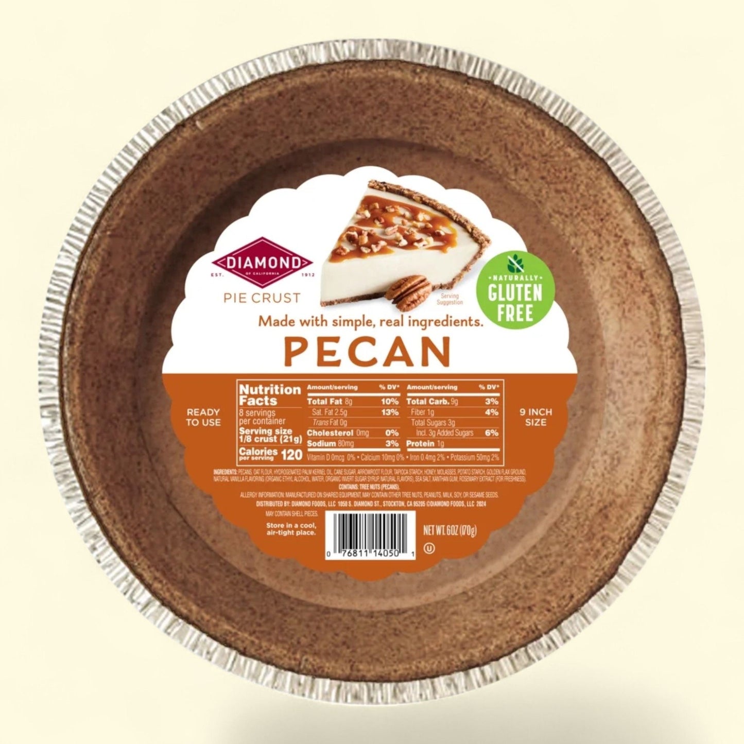 Diamond Pecan Pie Crust, 6 Oz. — authentic US product shipped worldwide by Treatspree