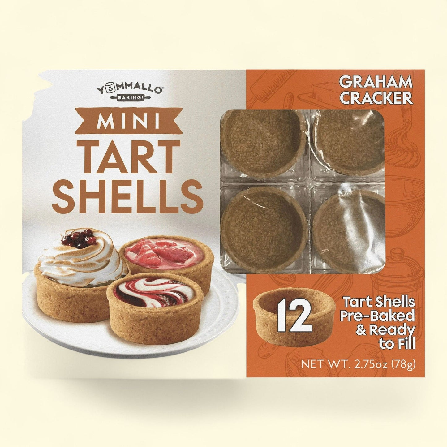 Yummallo Mini Graham Cracker Tart Shells, 2.75 oz (78 g), 12 Count — authentic US product shipped worldwide by Treatspree
