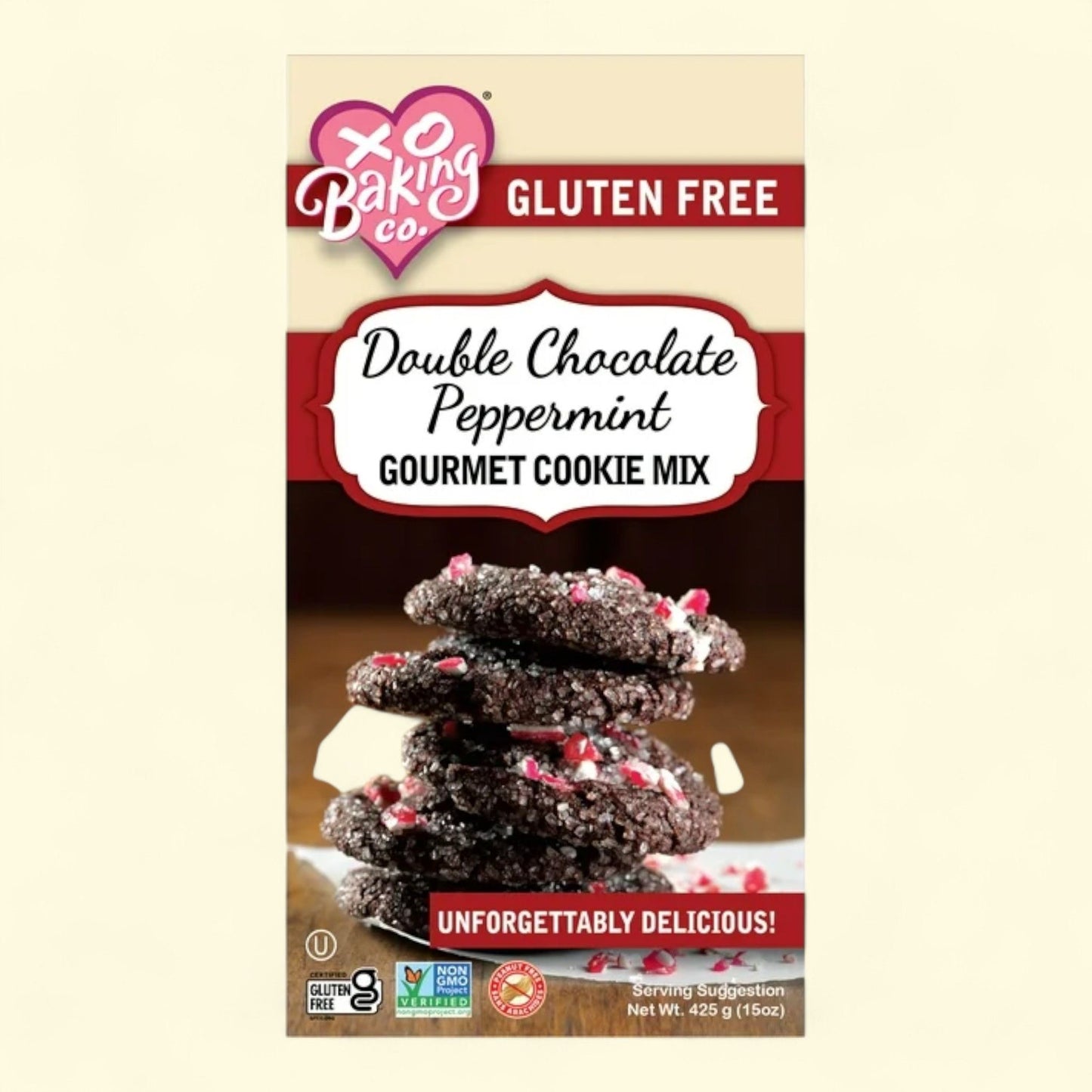 XO Baking Co. Double Chocolate Peppermint Gourmet Cookie Mix, 15oz, Gluten Free